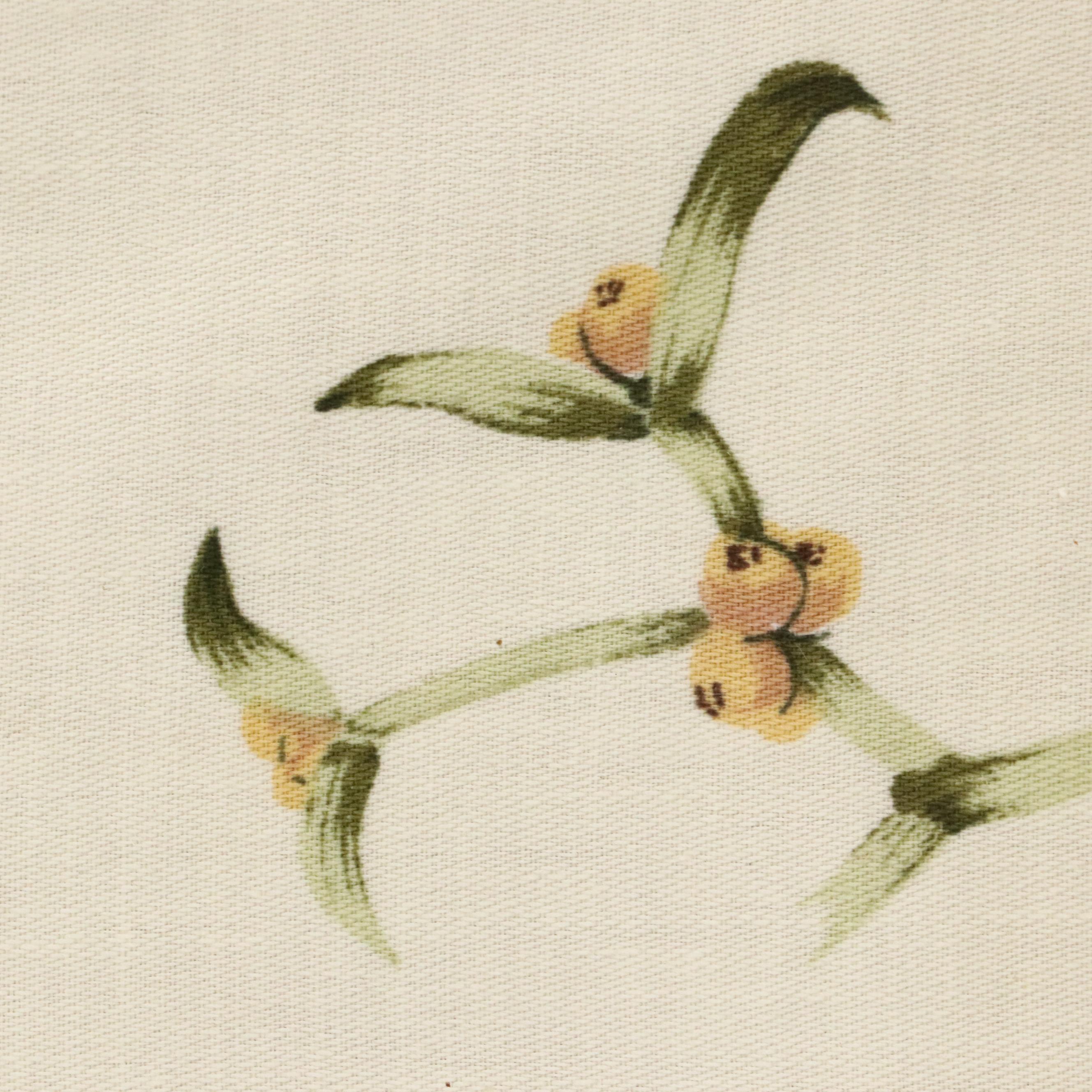 Watercolor Painting on Silk of Bird Eating Berries