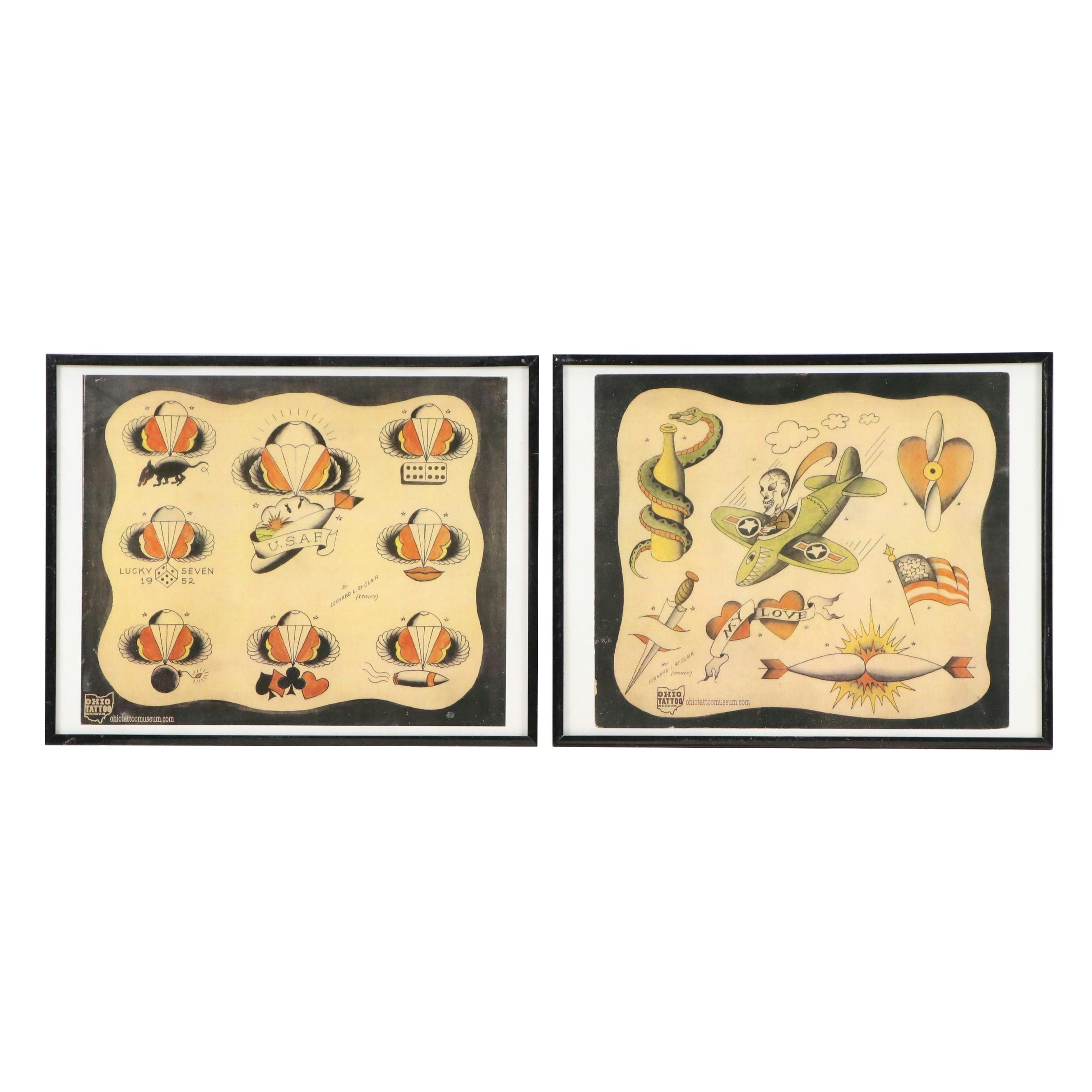 Ohio Tattoo Museum Offset Lithographs of Leonard St. Clair US Air Force Designs