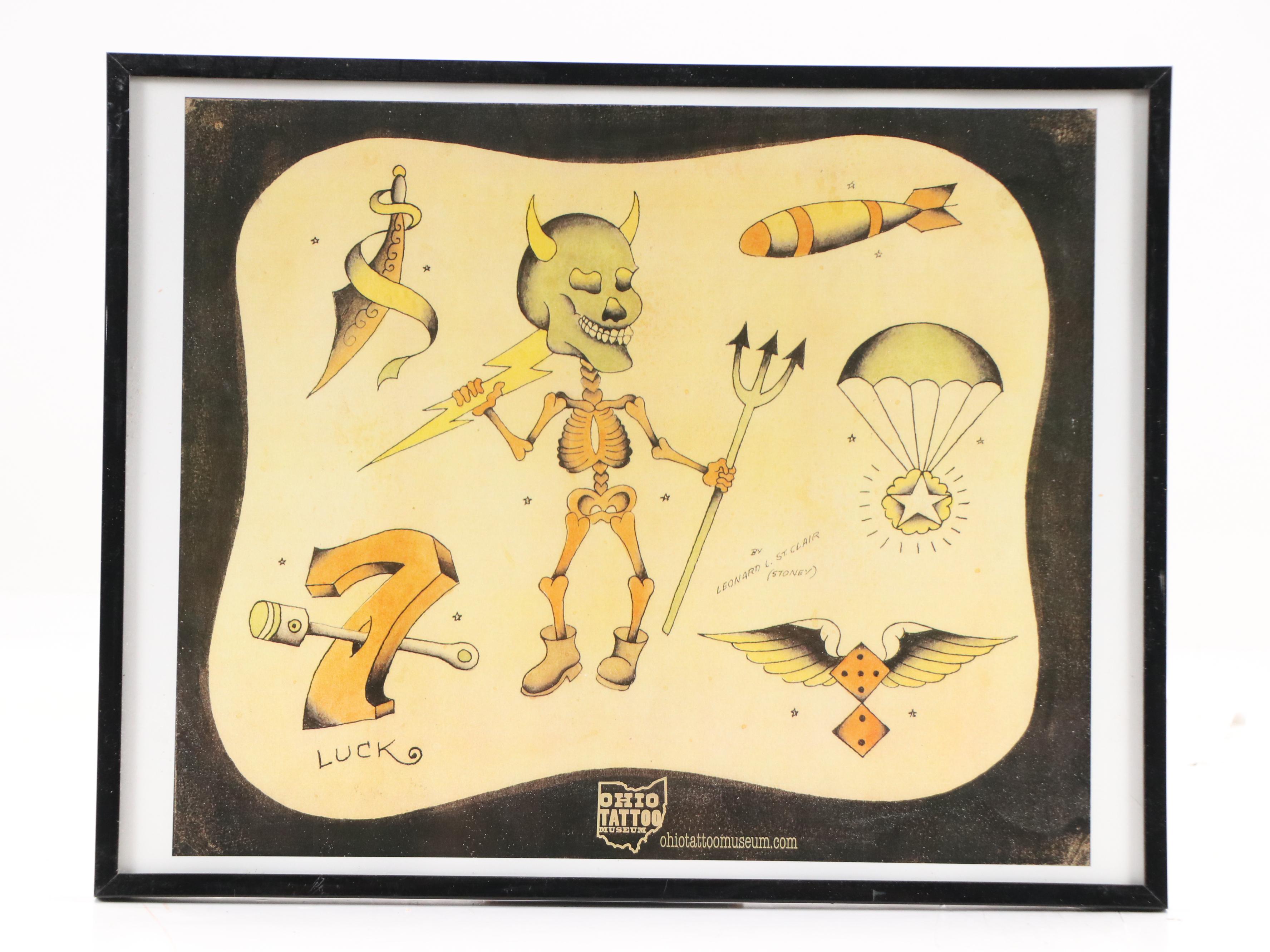 Ohio Tattoo Museum Offset Lithographs of Leonard St. Clair Tattoo Designs