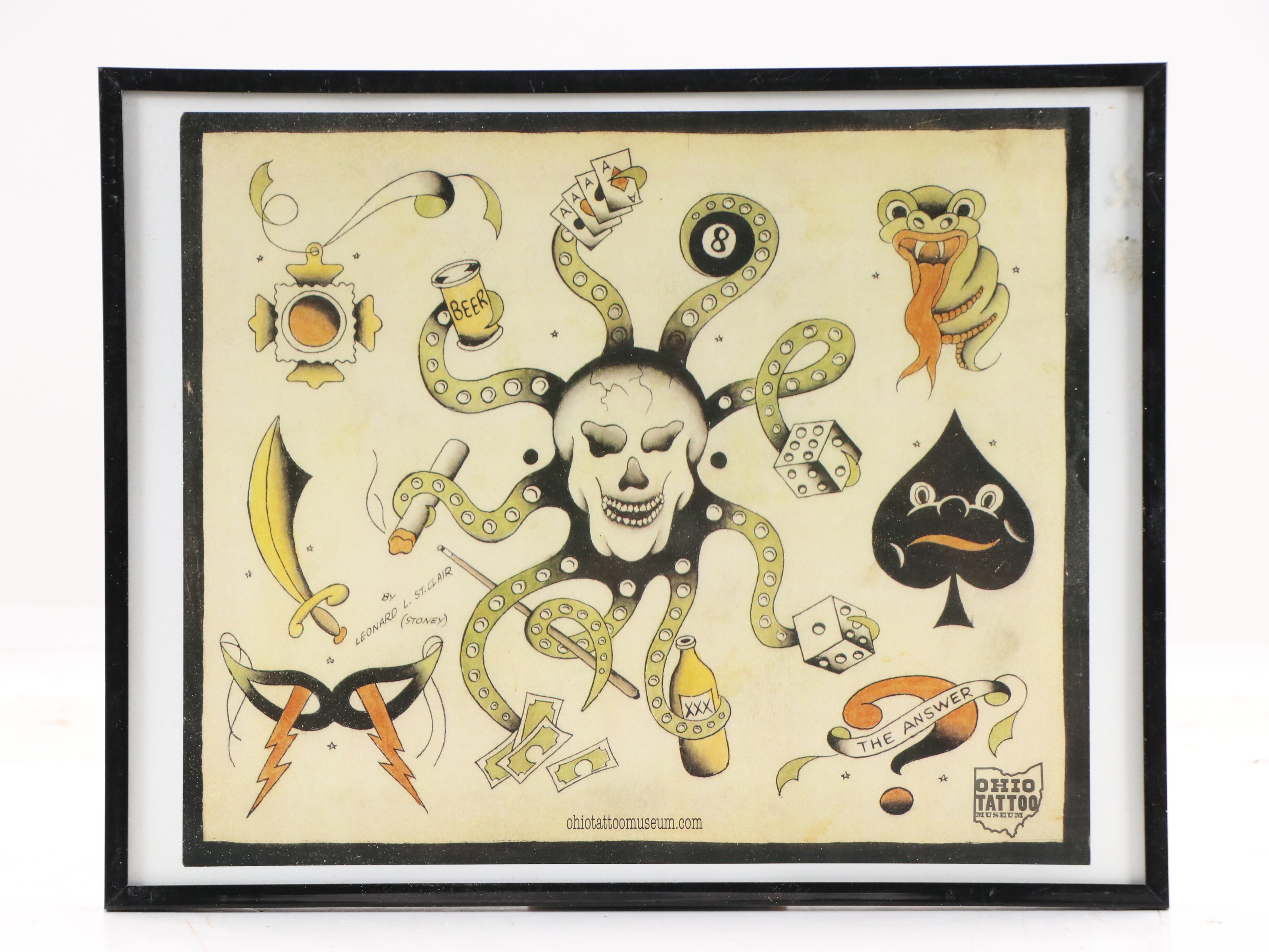 Ohio Tattoo Museum Offset Lithographs of Leonard St. Clair Tattoo Designs