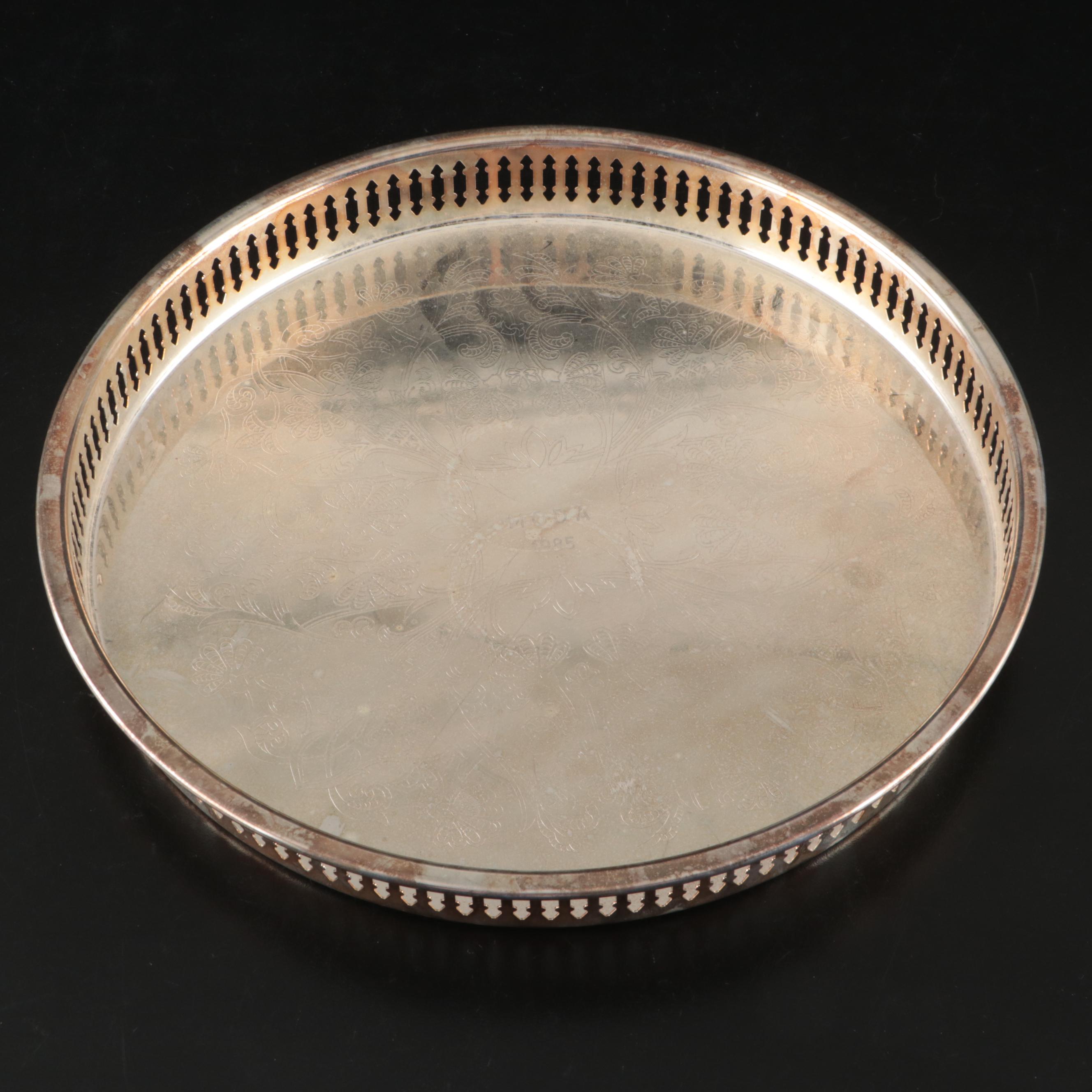 Leonard Silver Plate Tray with Couroc "Roadrunner" Old Fashioned Glasses