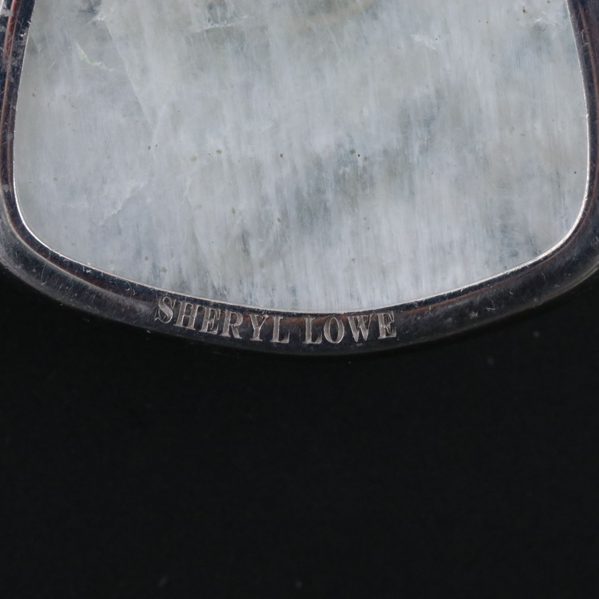 Sheryl Lowe Sterling Carved Rainbow Moonstone Budai and Diamond Pendant