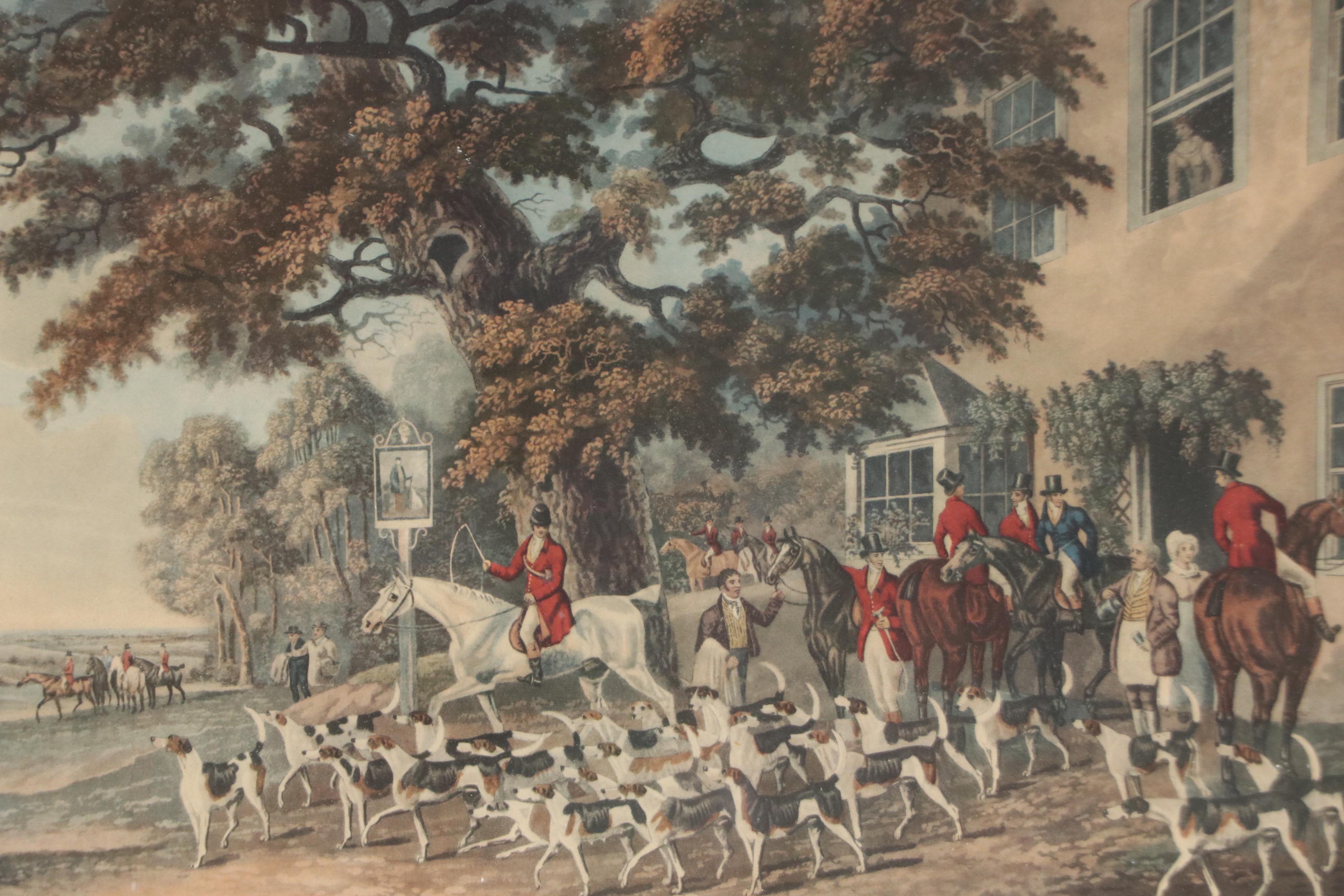 English Fox Hunting Offset Lithograph "Going Out" After Dean Wolstenholme