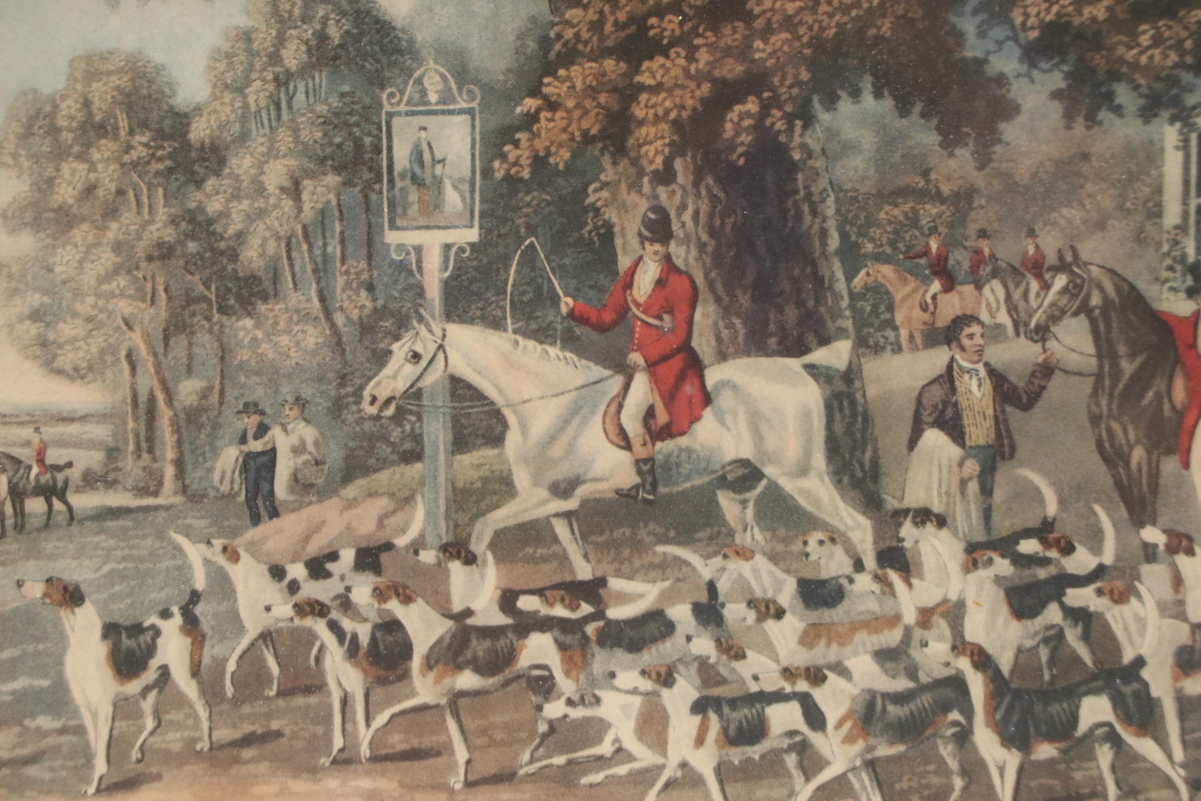 English Fox Hunting Offset Lithograph "Going Out" After Dean Wolstenholme