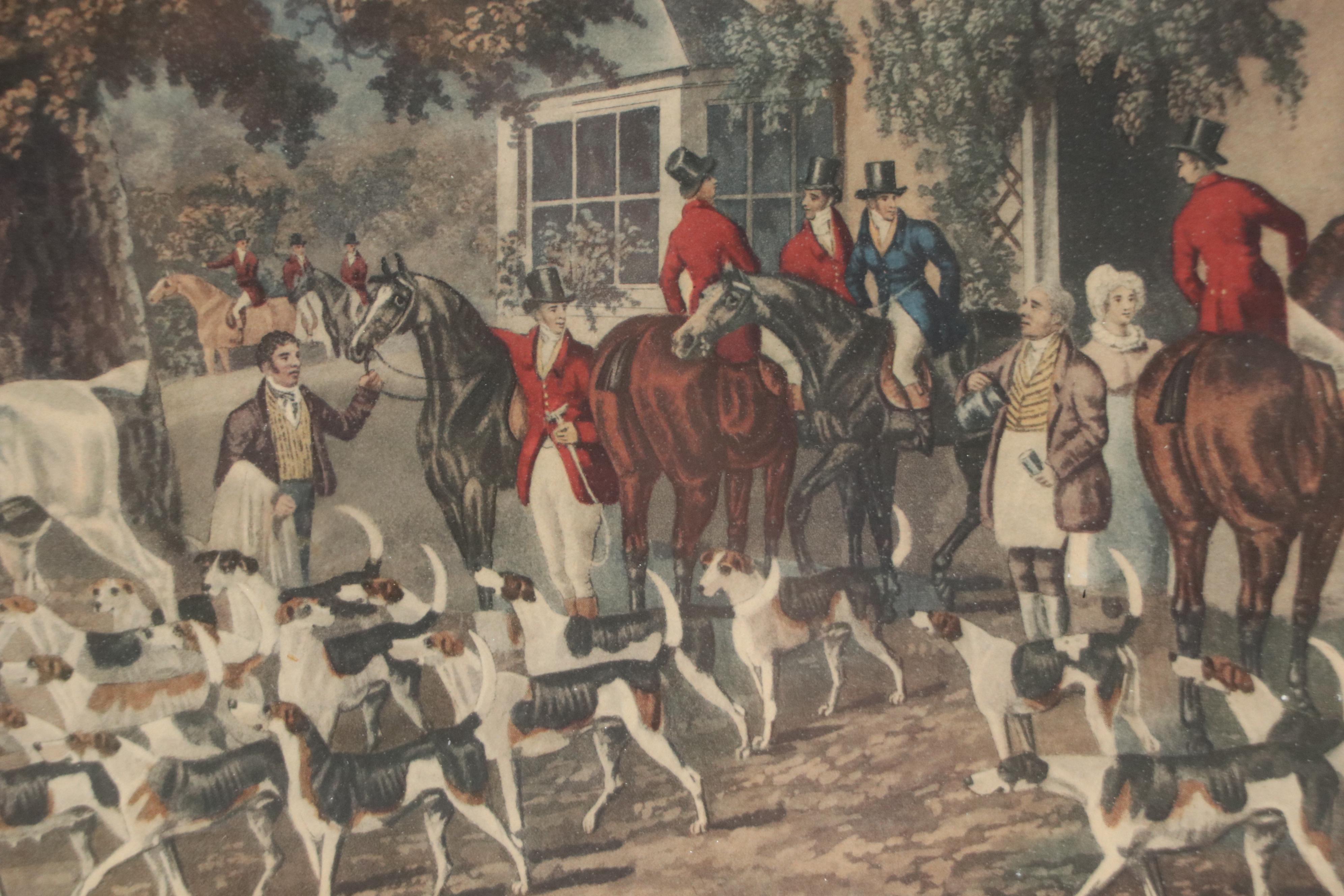 English Fox Hunting Offset Lithograph "Going Out" After Dean Wolstenholme