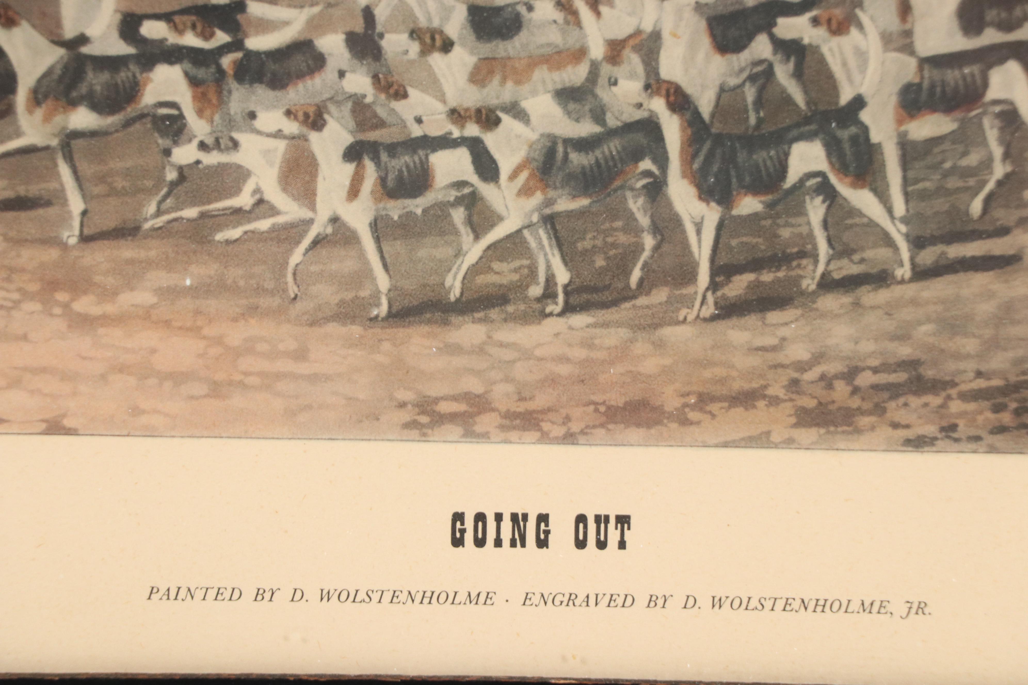 English Fox Hunting Offset Lithograph "Going Out" After Dean Wolstenholme