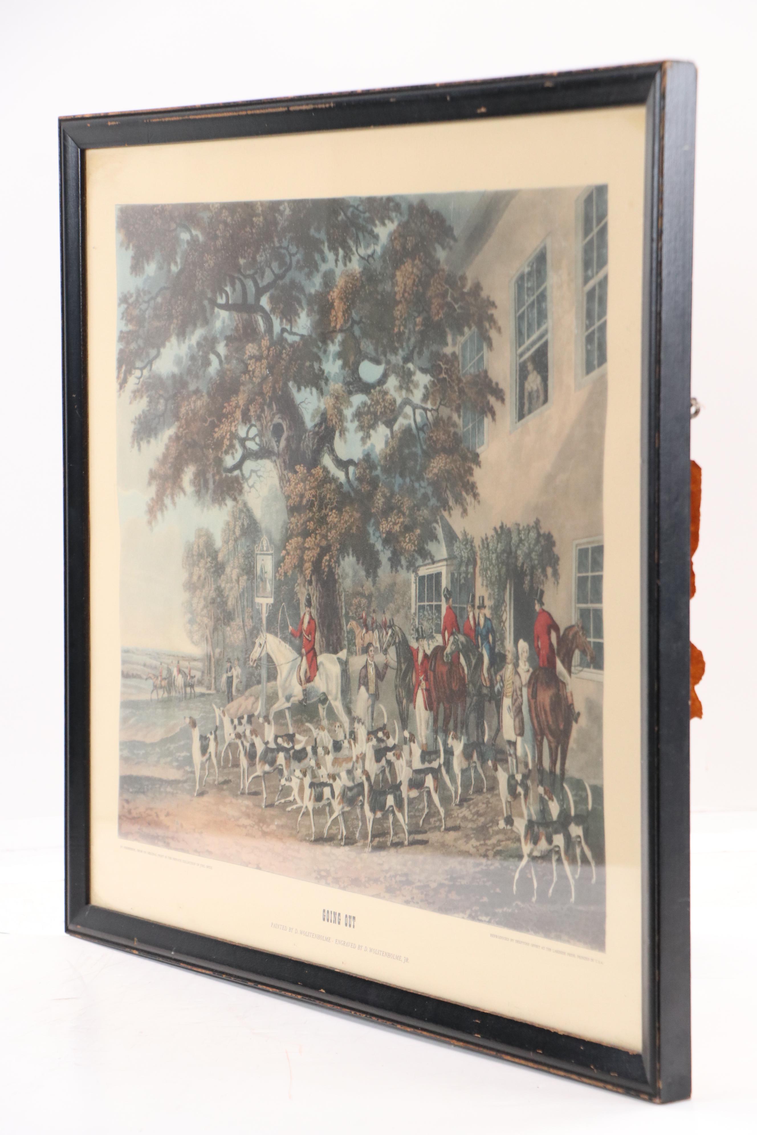 English Fox Hunting Offset Lithograph "Going Out" After Dean Wolstenholme