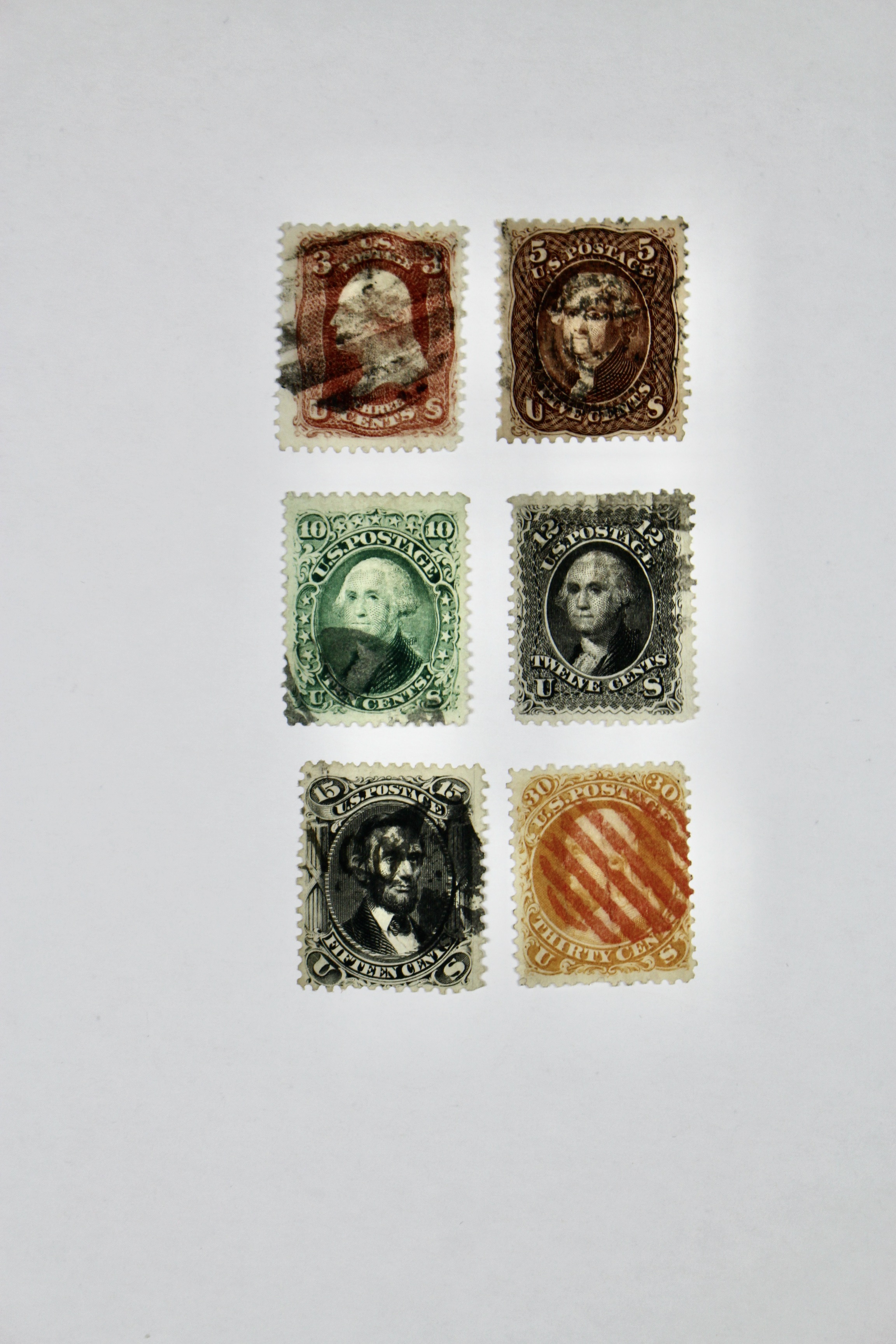 Six Early Used U.S. Stamps Including Scott# 68