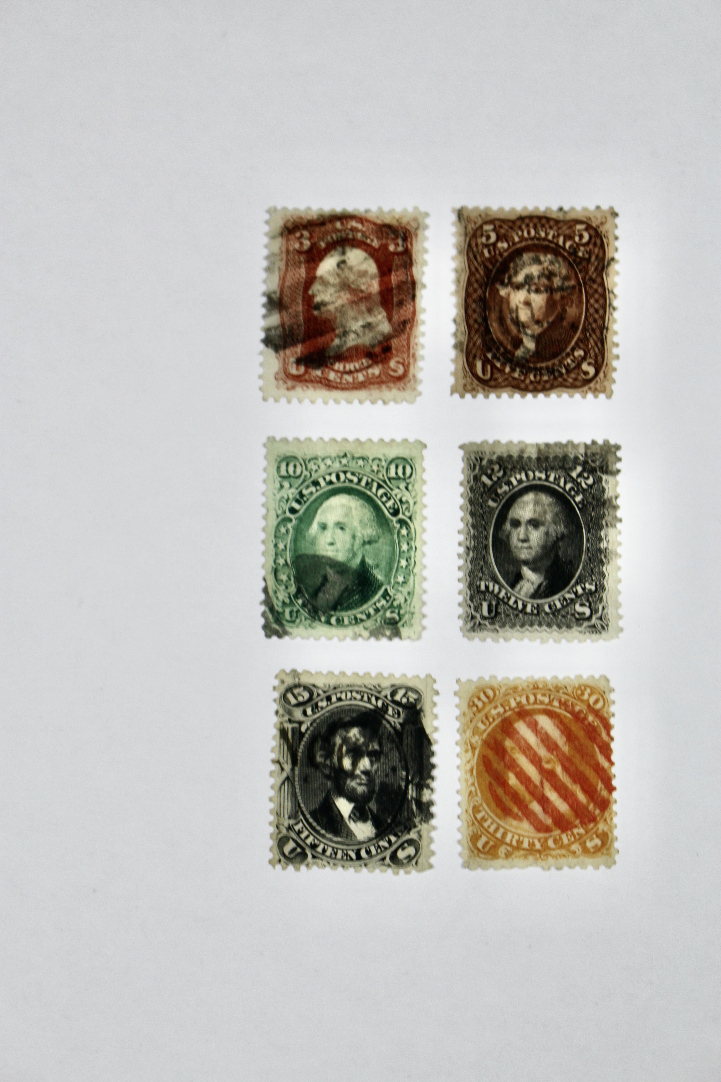 Six Early Used U.S. Stamps Including Scott# 68
