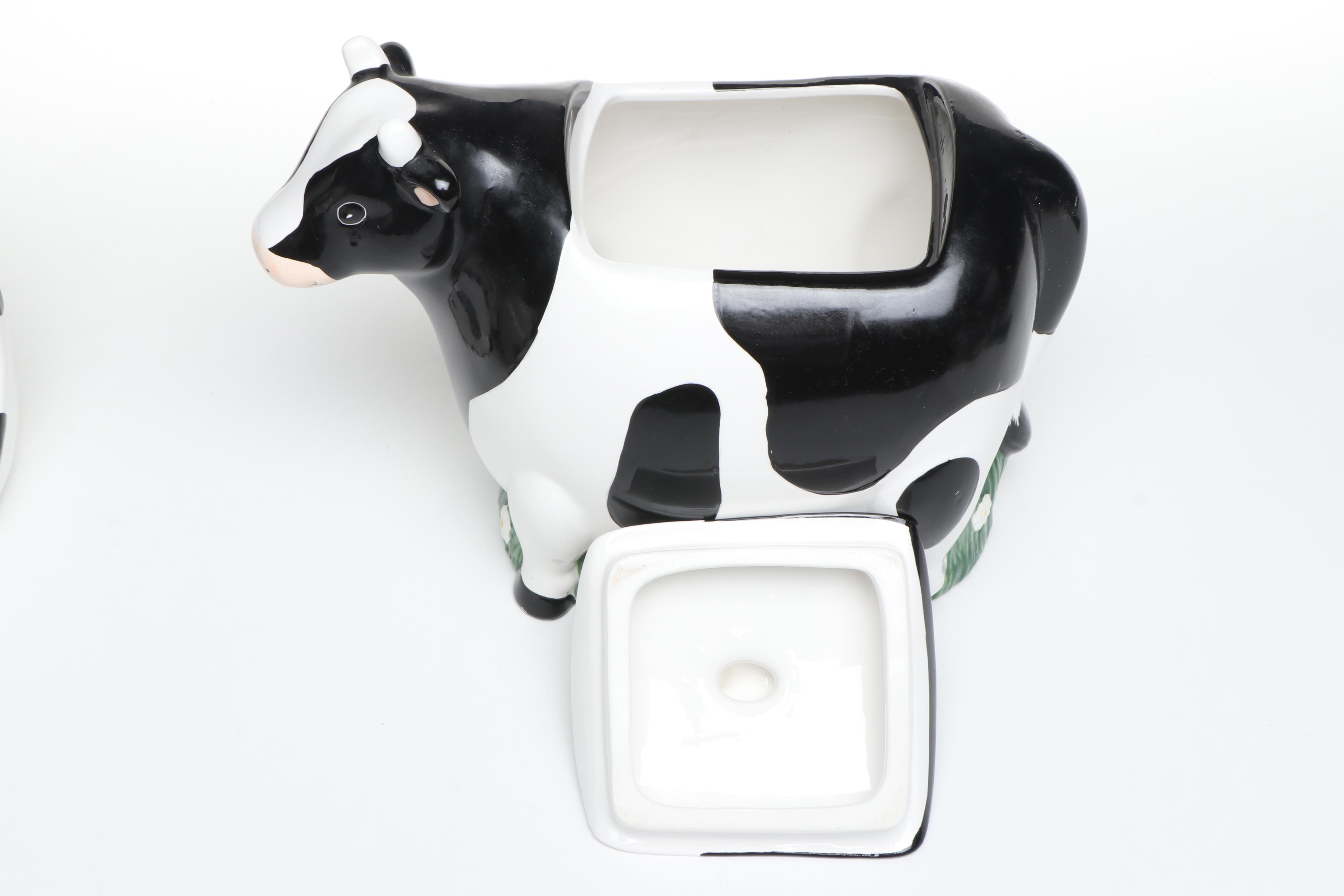 Vintage Coco Dowley and Cooks Club Ceramic Cow Cookie Jars
