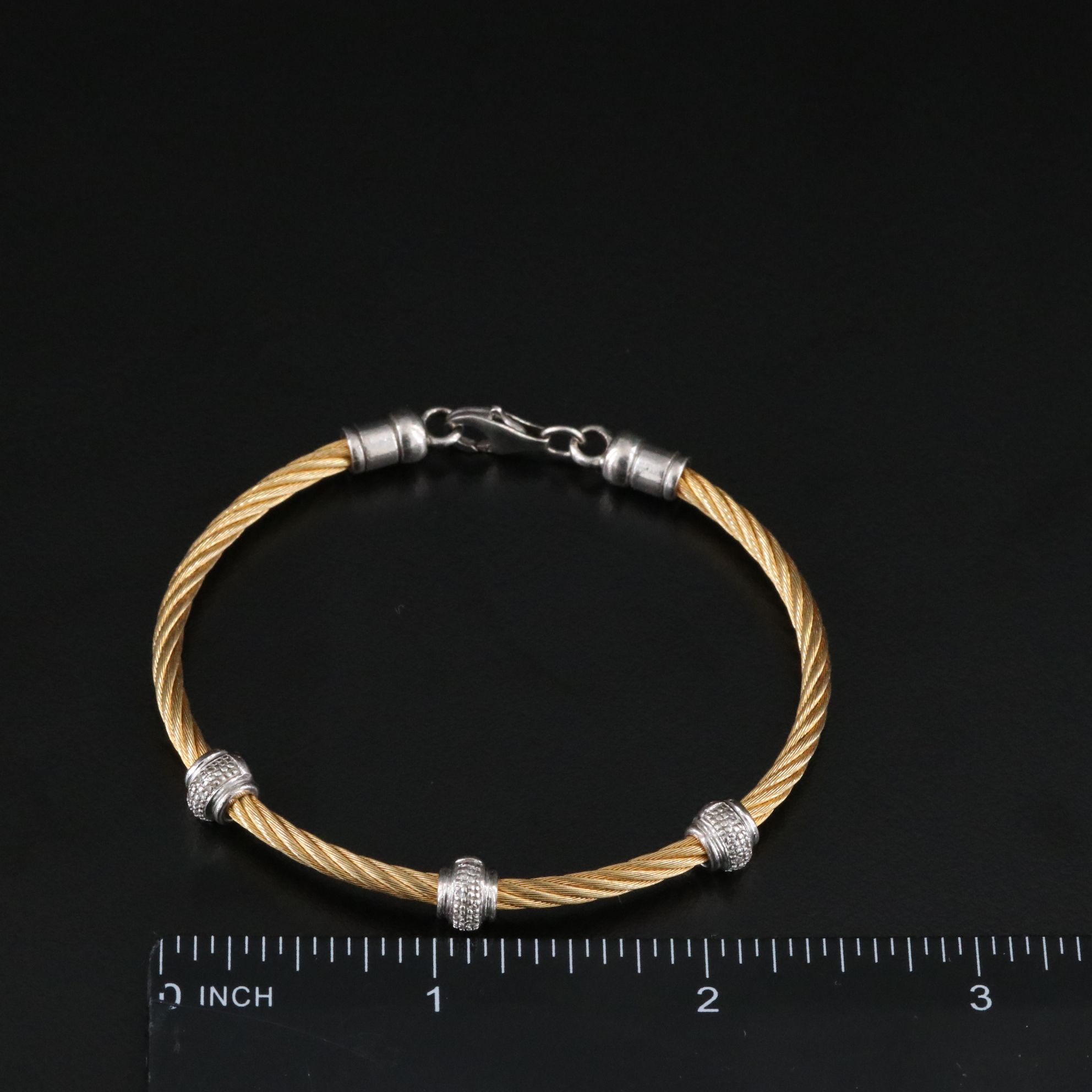 Sterling and Steel Diamond Bracelets