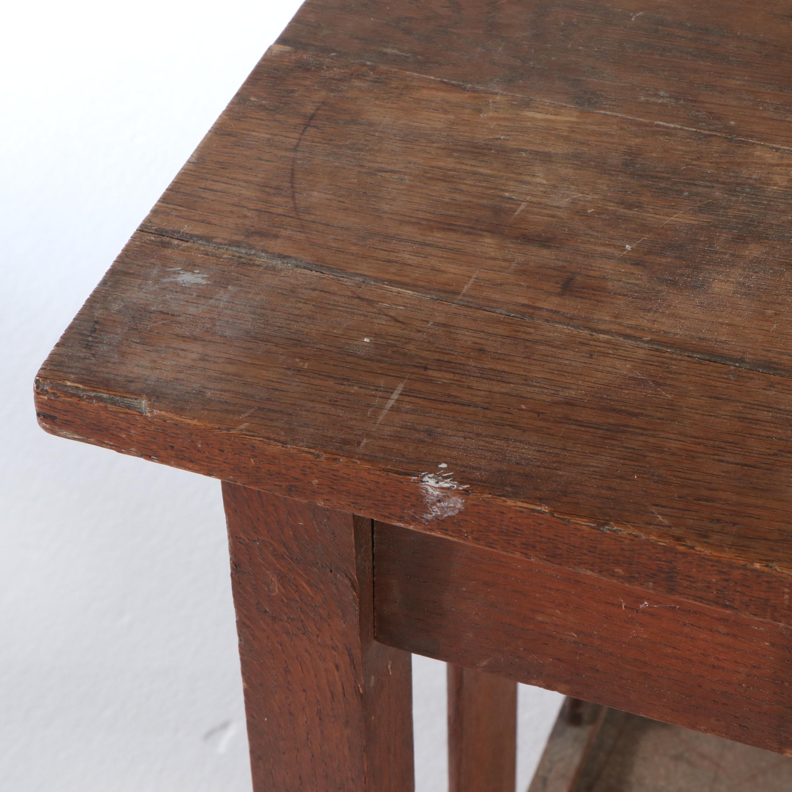 Mission Style Oak Single-Drawer Writing Table, Early 20th Century