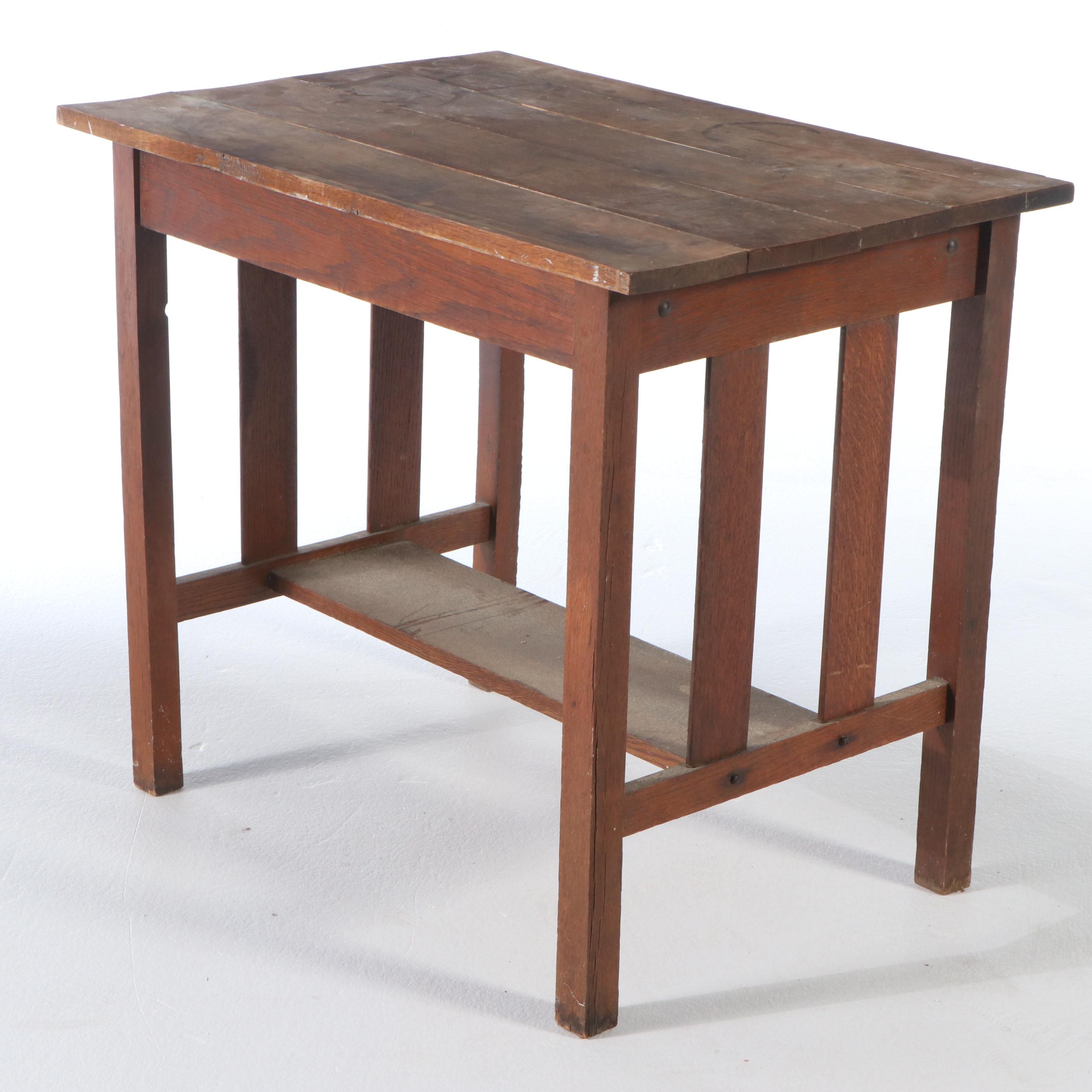 Mission Style Oak Single-Drawer Writing Table, Early 20th Century