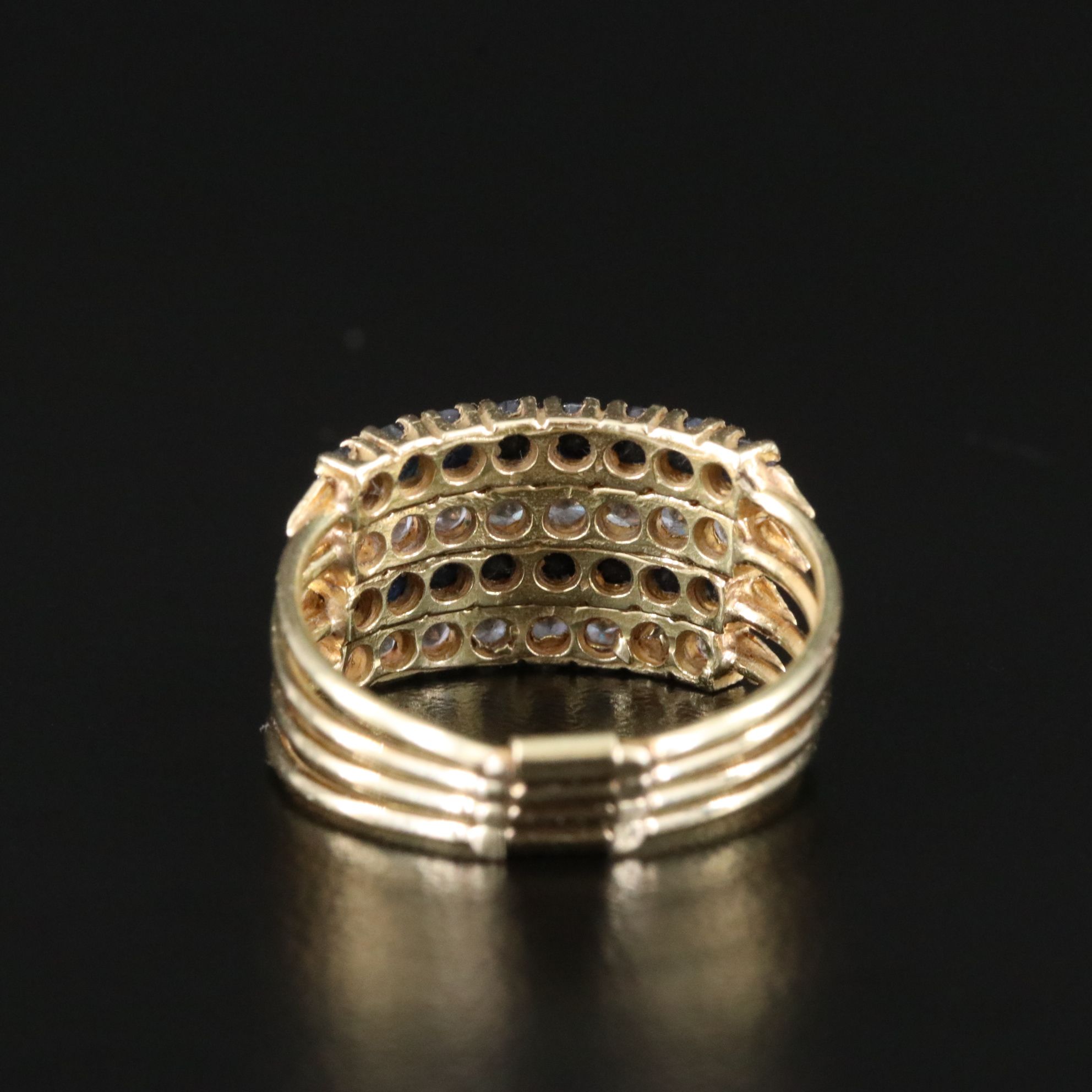 14K Sapphire and CZ Multi-Band Ring