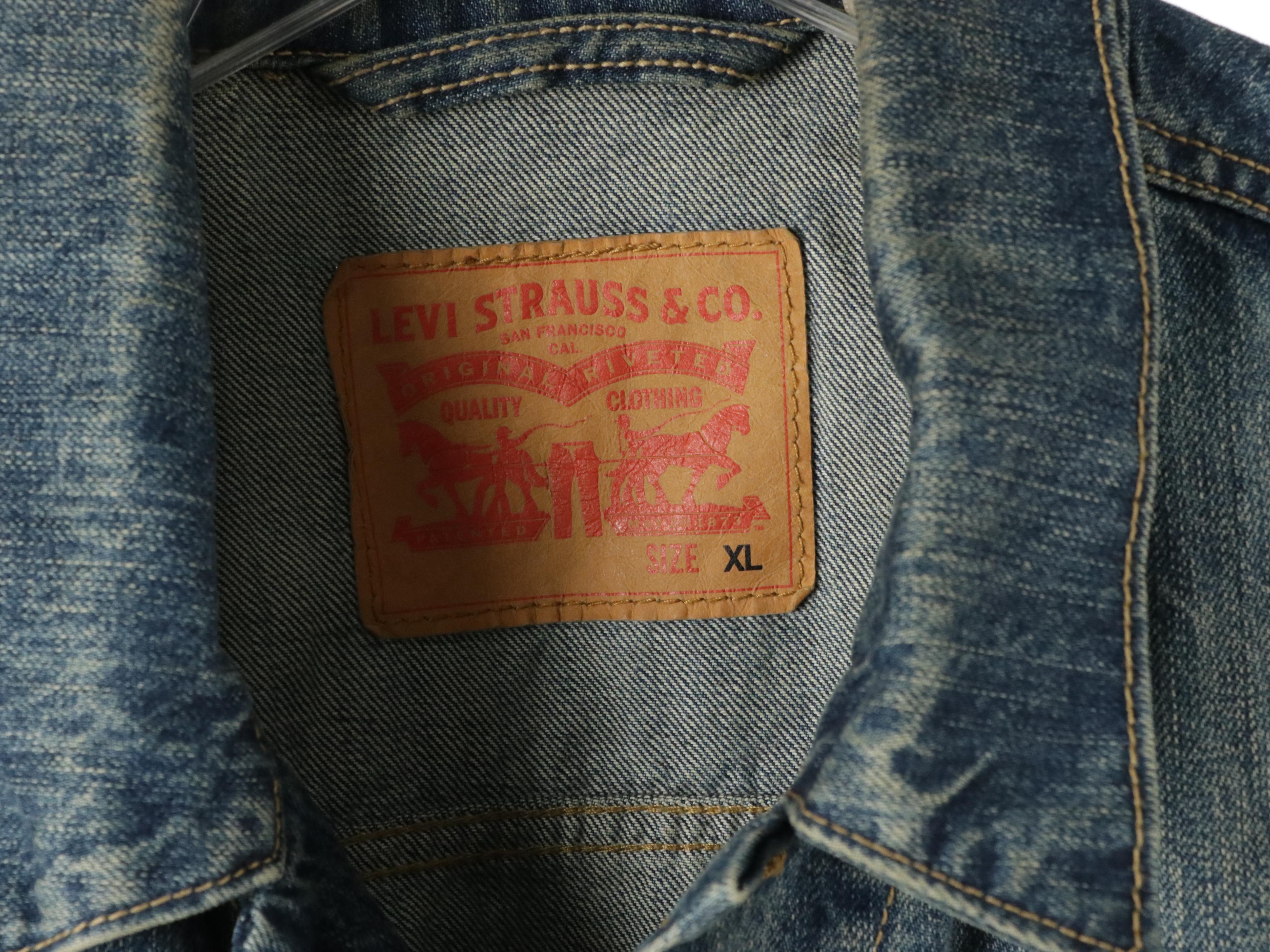 Levi's Denim Jacket, American Eagle Shirt, Leather Vest, and True Religion Tee