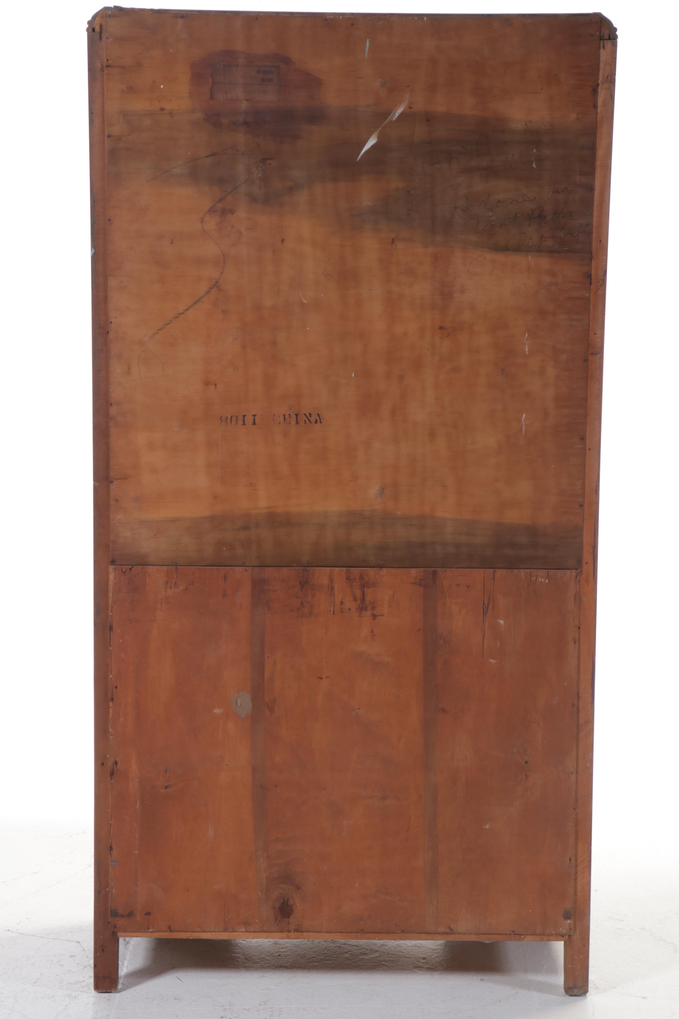 King-Kash Furniture Art Deco Style Walnut China Cabinet, Early to Mid-20th C.