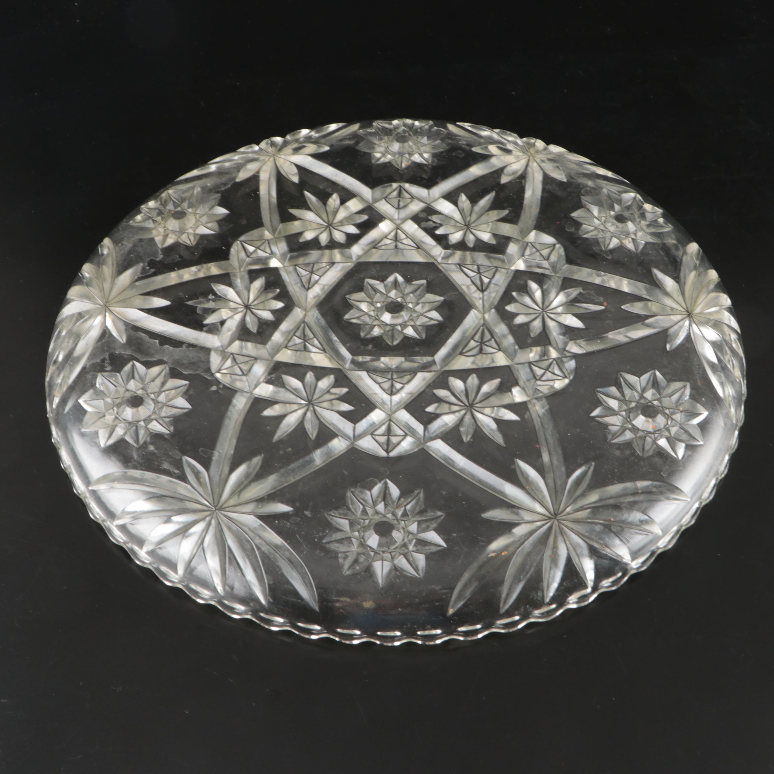Clear Pressed Glass Platters, Vases and Bowl