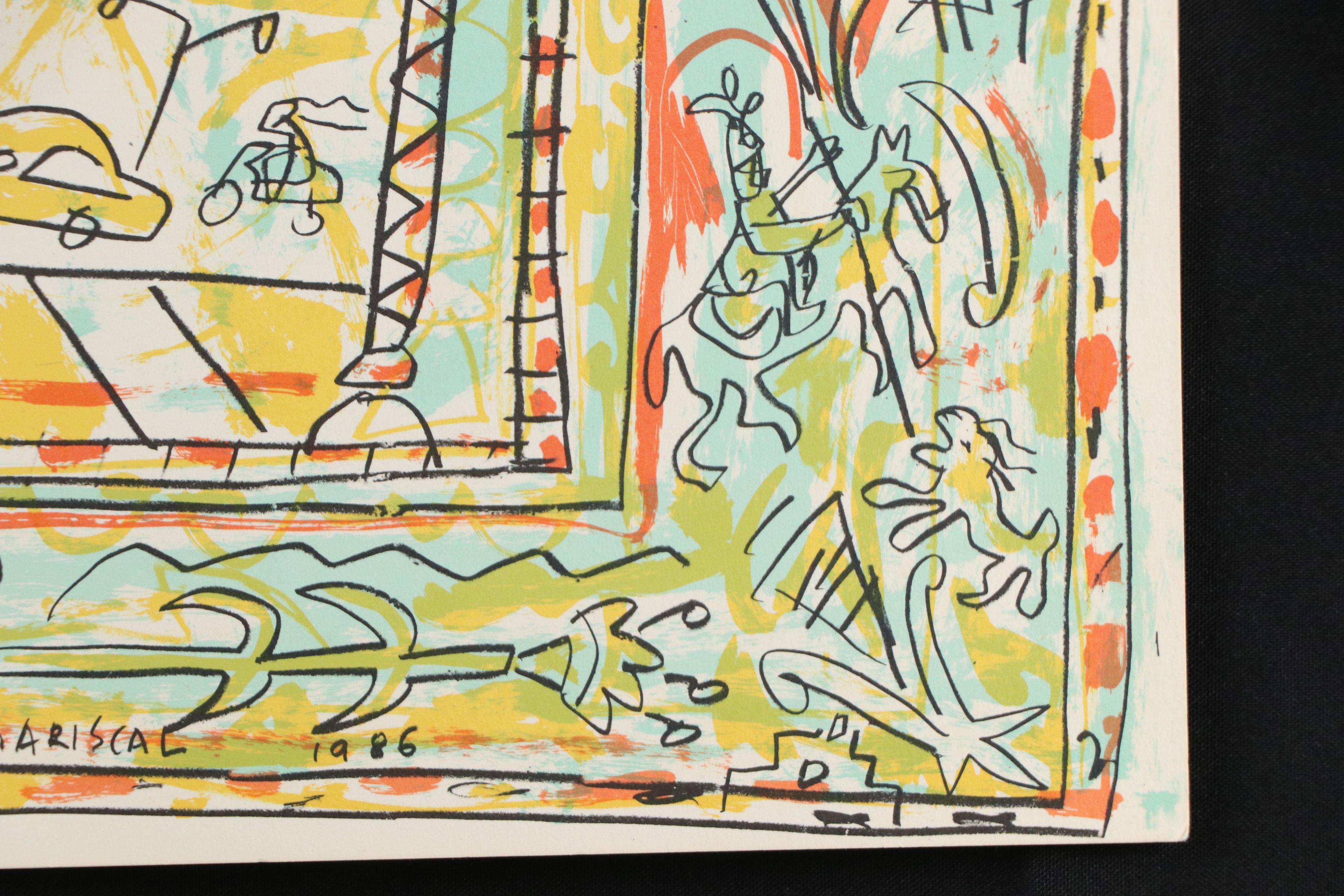 Javier Mariscal Abstract Lithograph Pulled from Noise, 1986