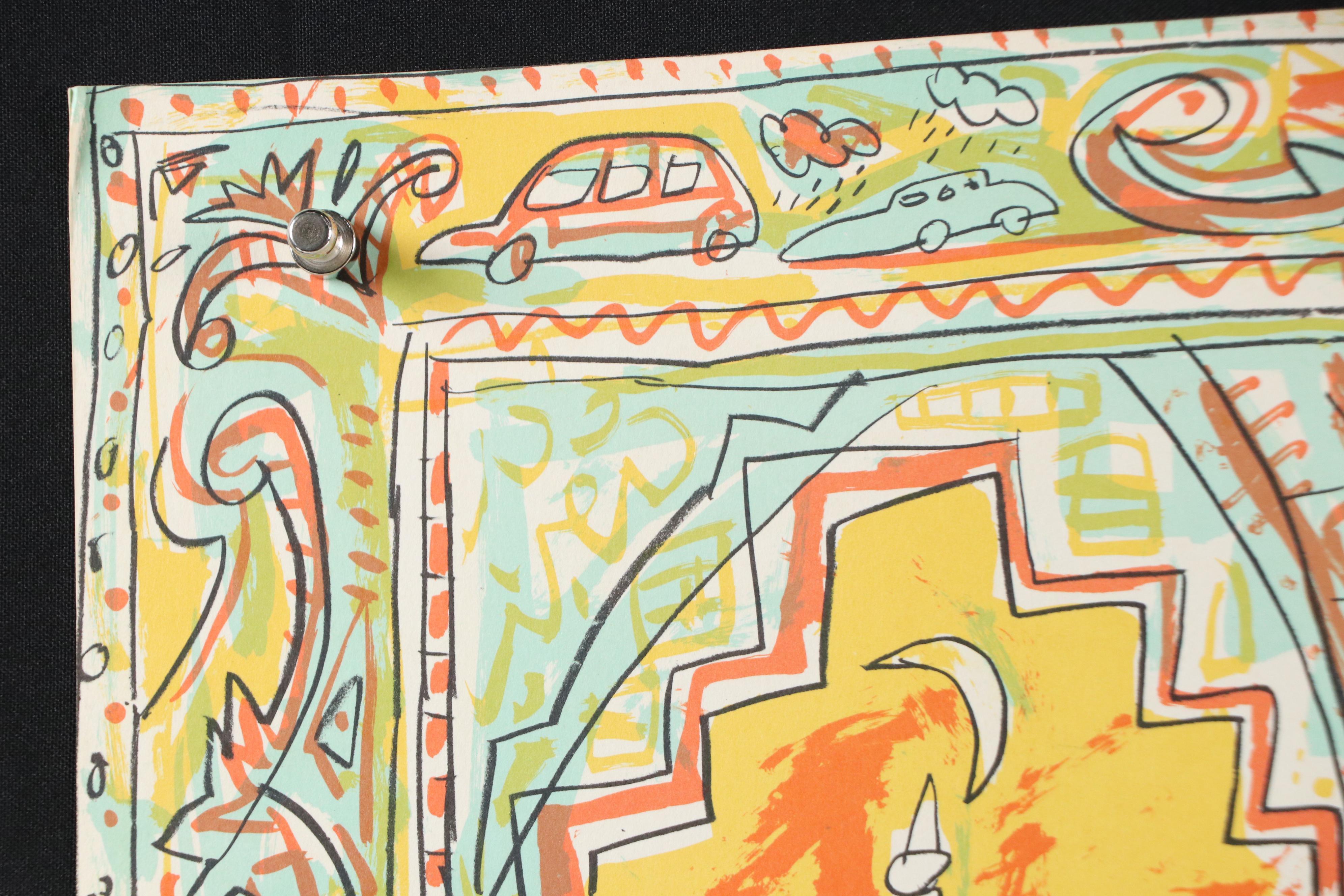 Javier Mariscal Abstract Lithograph Pulled from Noise, 1986