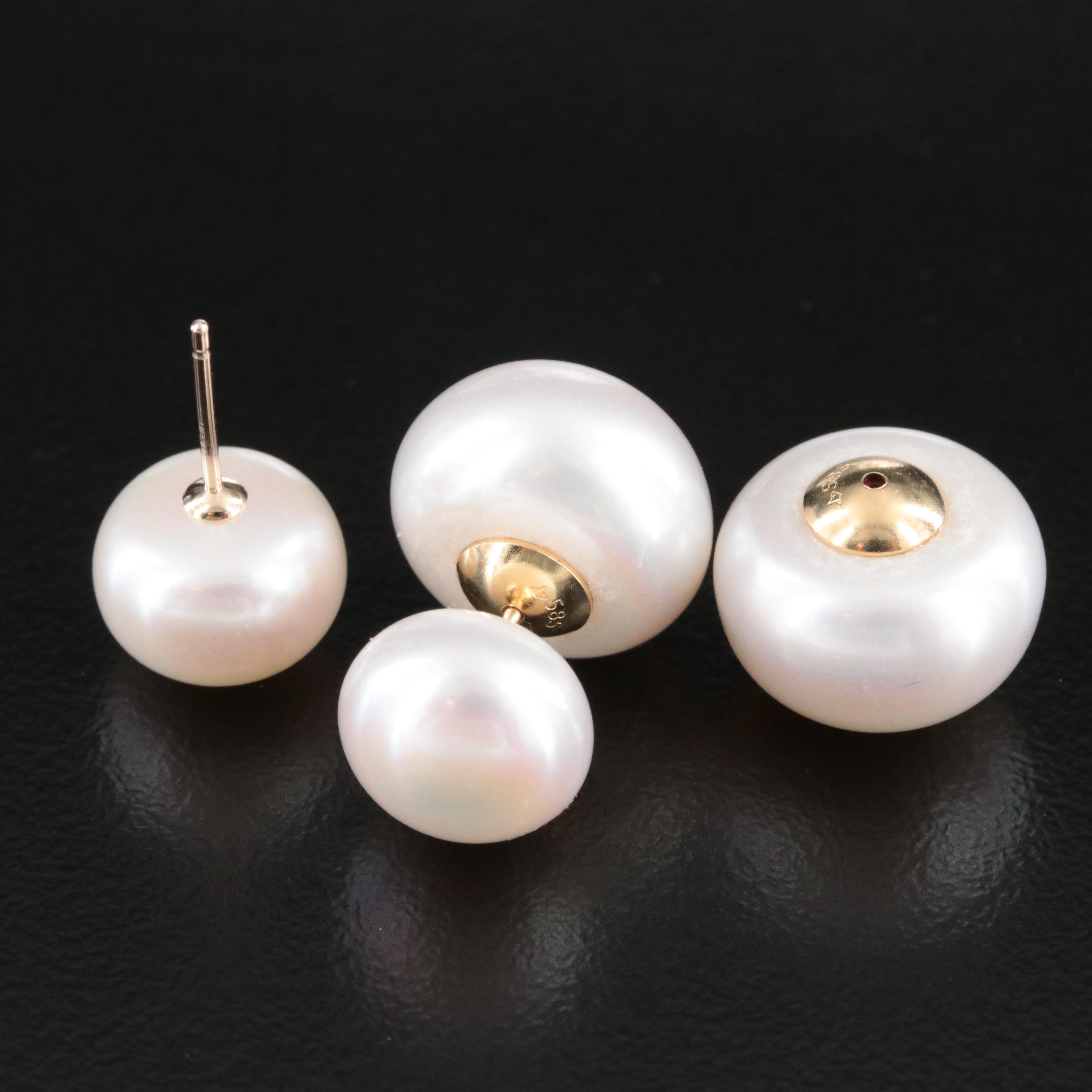 14K Front- Back Pearl Earrings