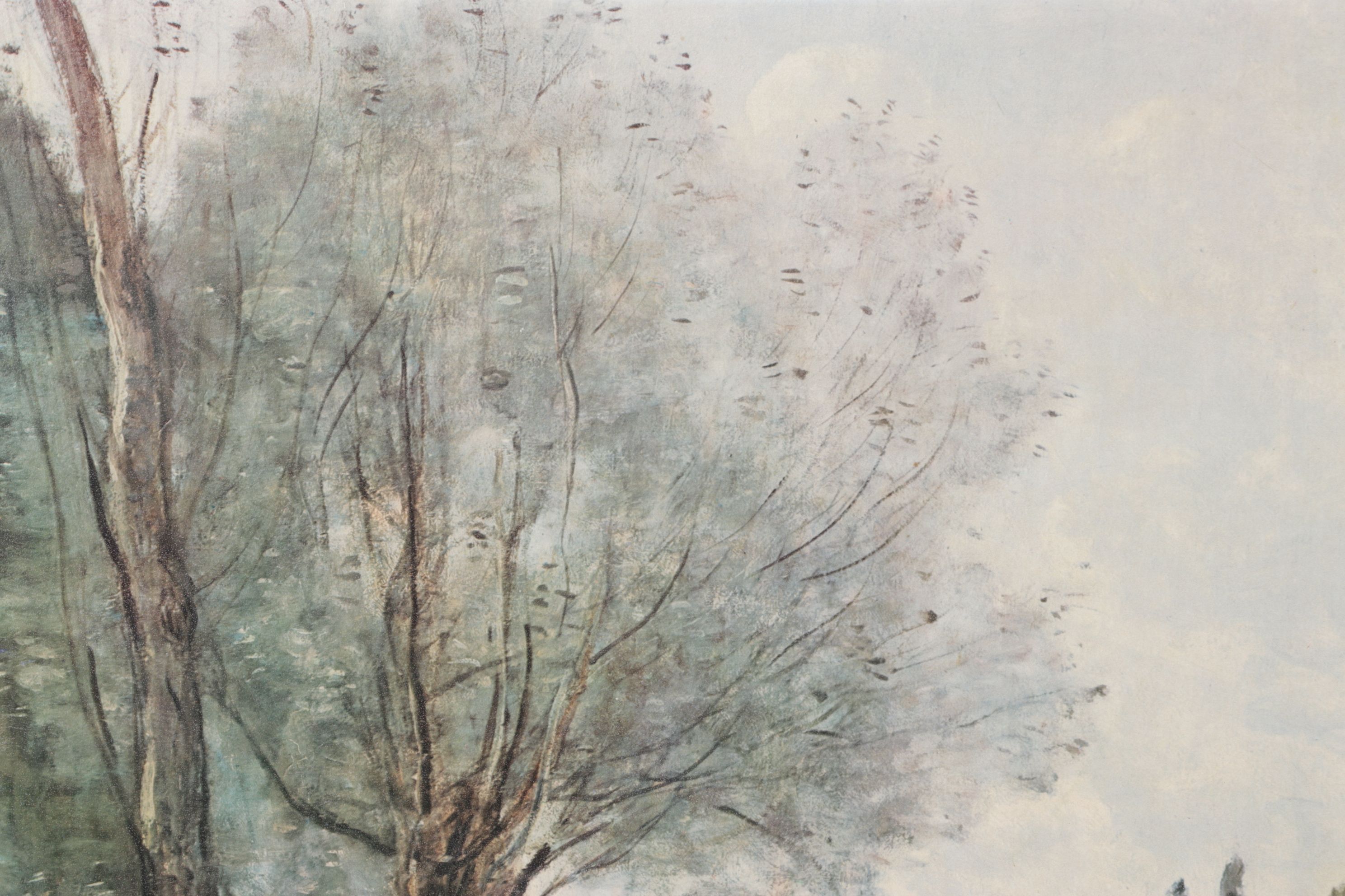 Offset Lithograph After J.B.C. Corot "The Reader on the Wooded Bank", 1968