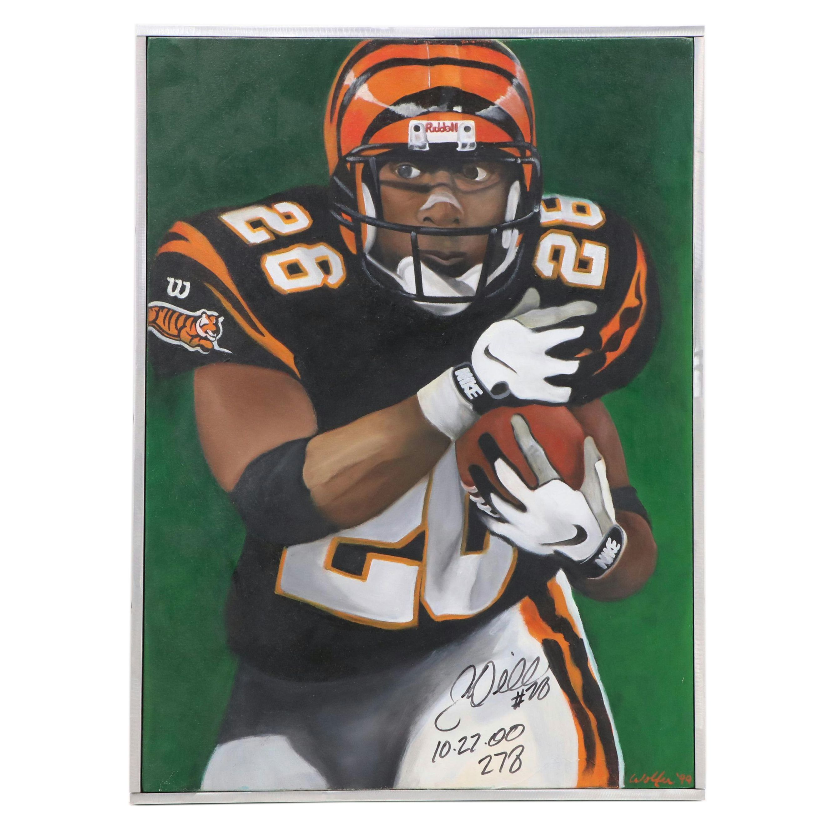 John Wolfer Oil Painting of Bengals Football Player, 1999