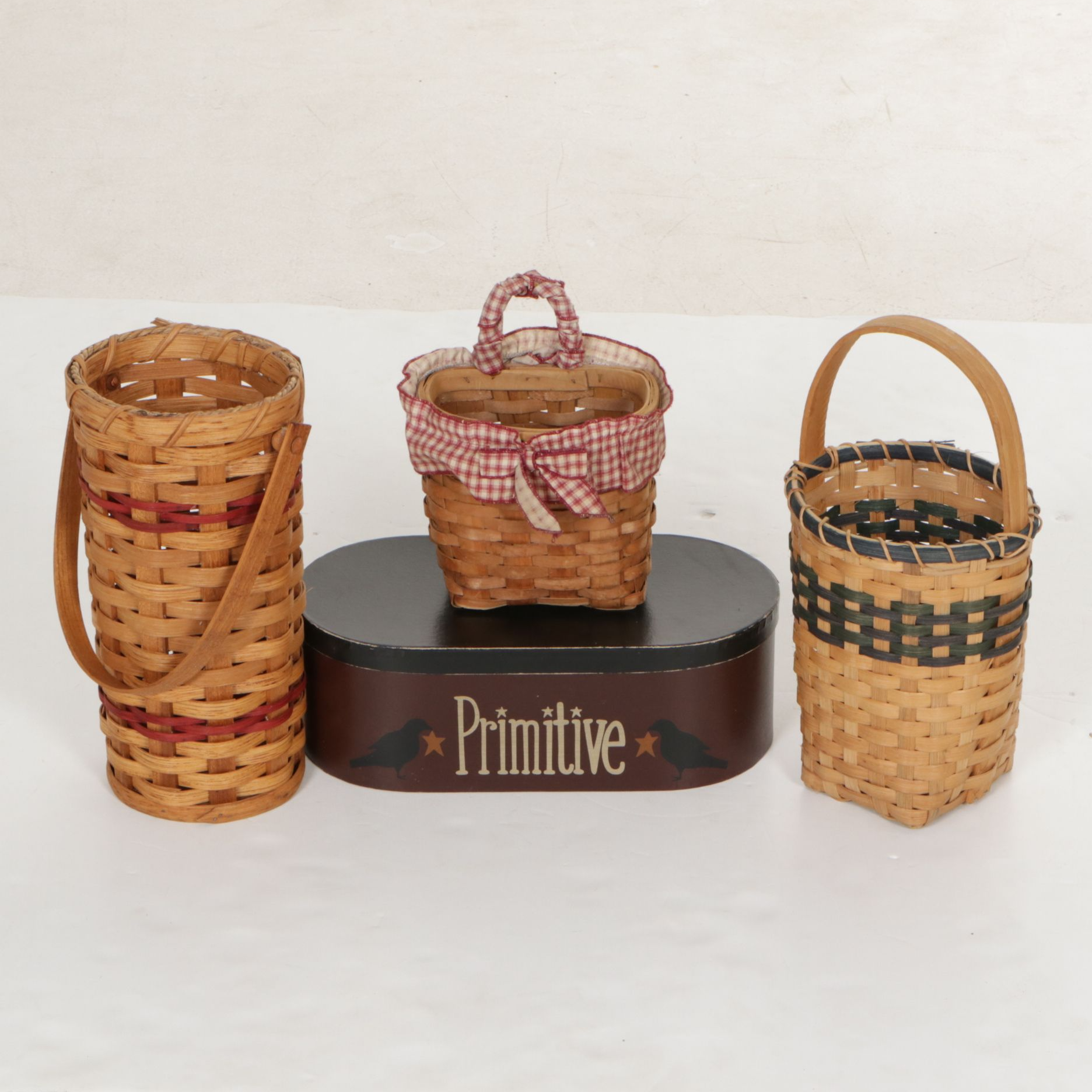 Wicker Baskets with Wall Hangings and Other Home Decor