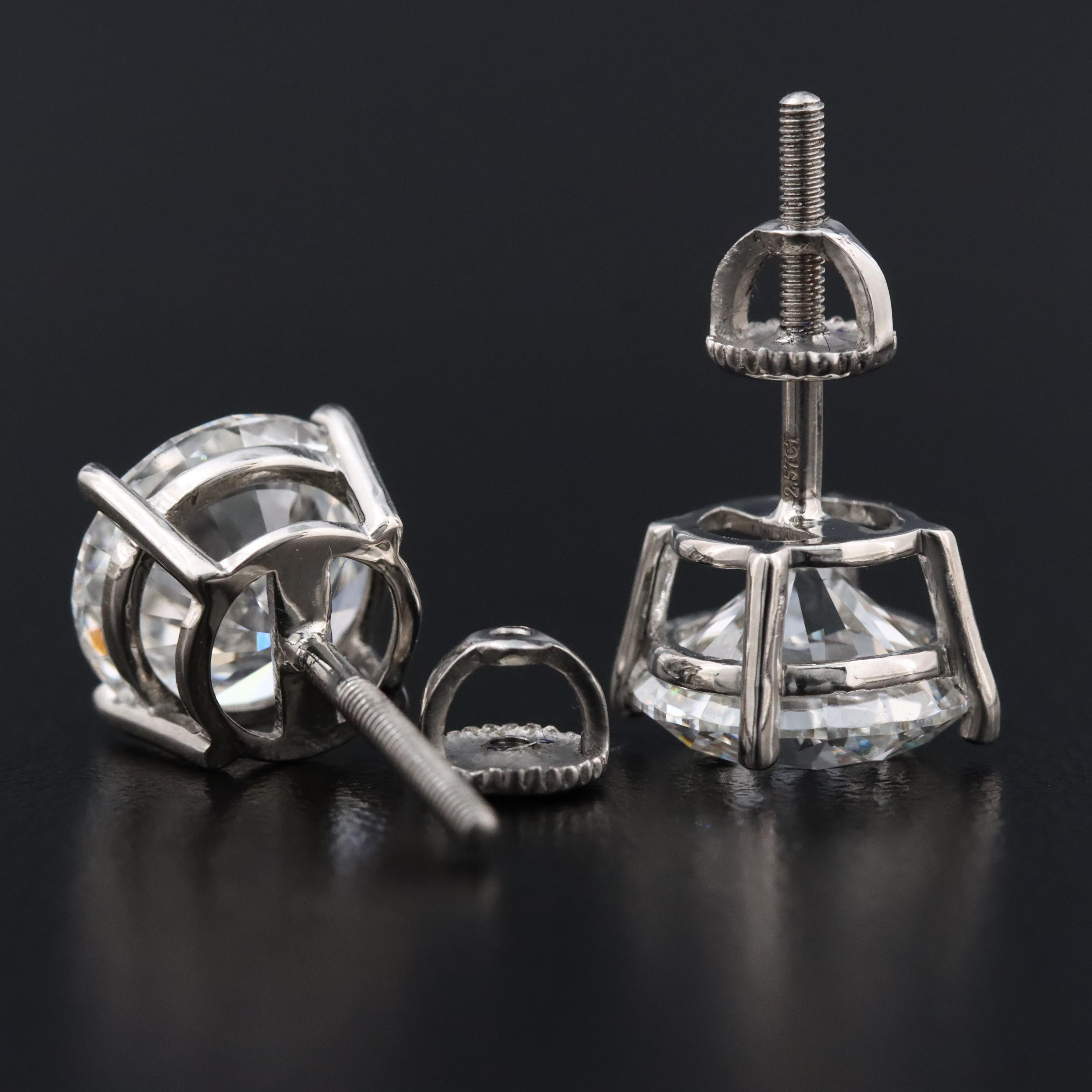 Platinum 5.14 CTW Lab Grown Diamond Stud Earrings with IGI Reports