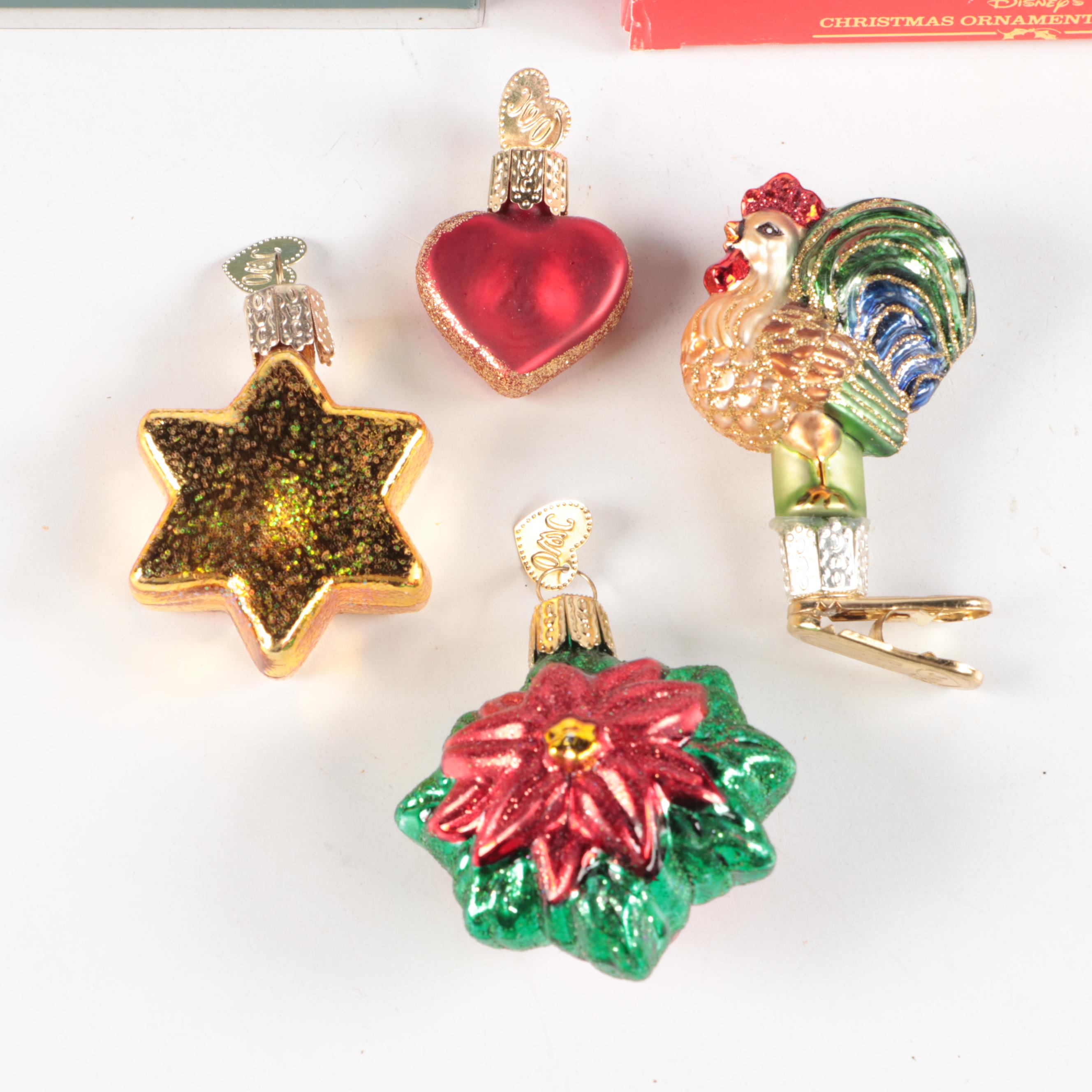 Lenox Porcelain Heart with Disney and Other Glass Ornaments