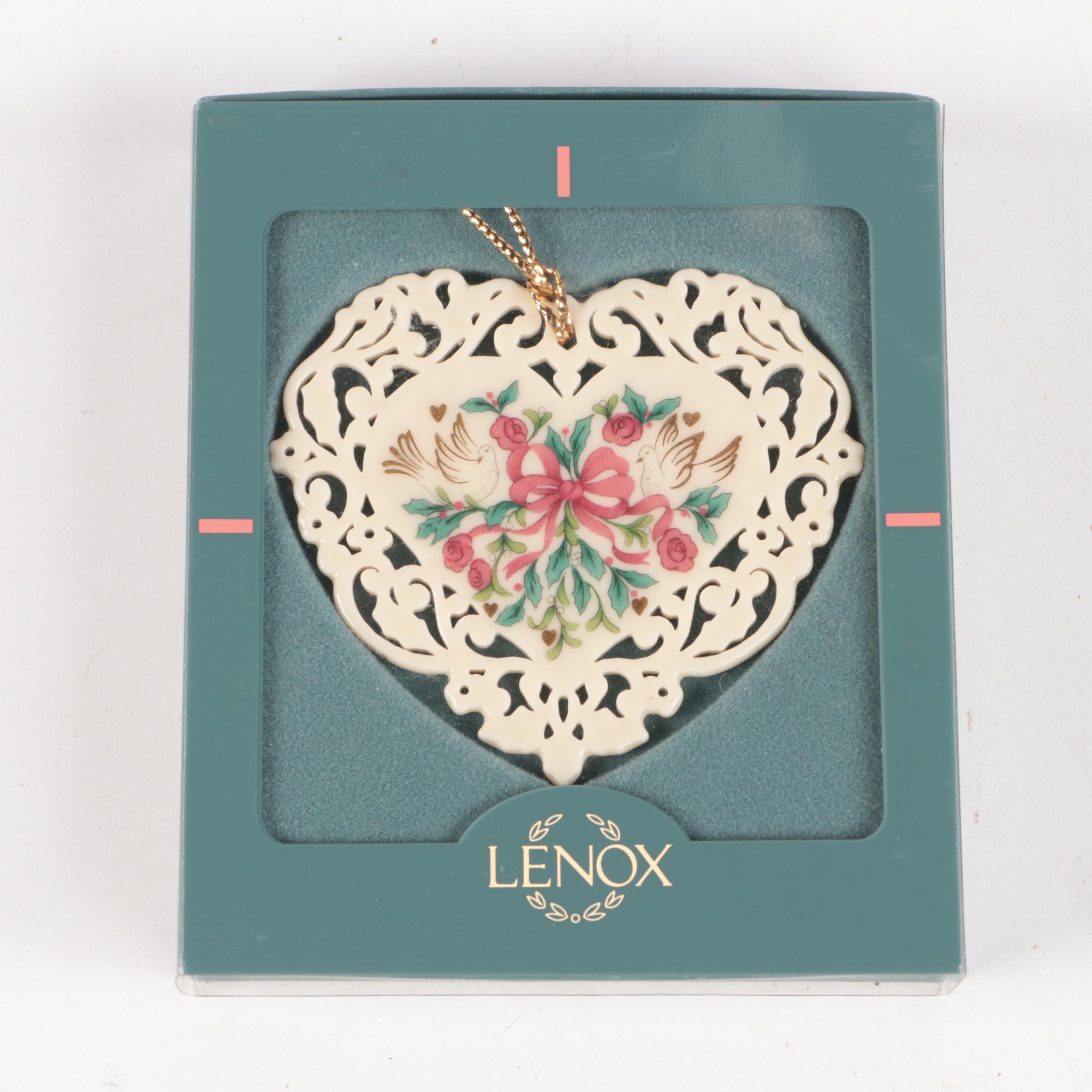 Lenox Porcelain Heart with Disney and Other Glass Ornaments