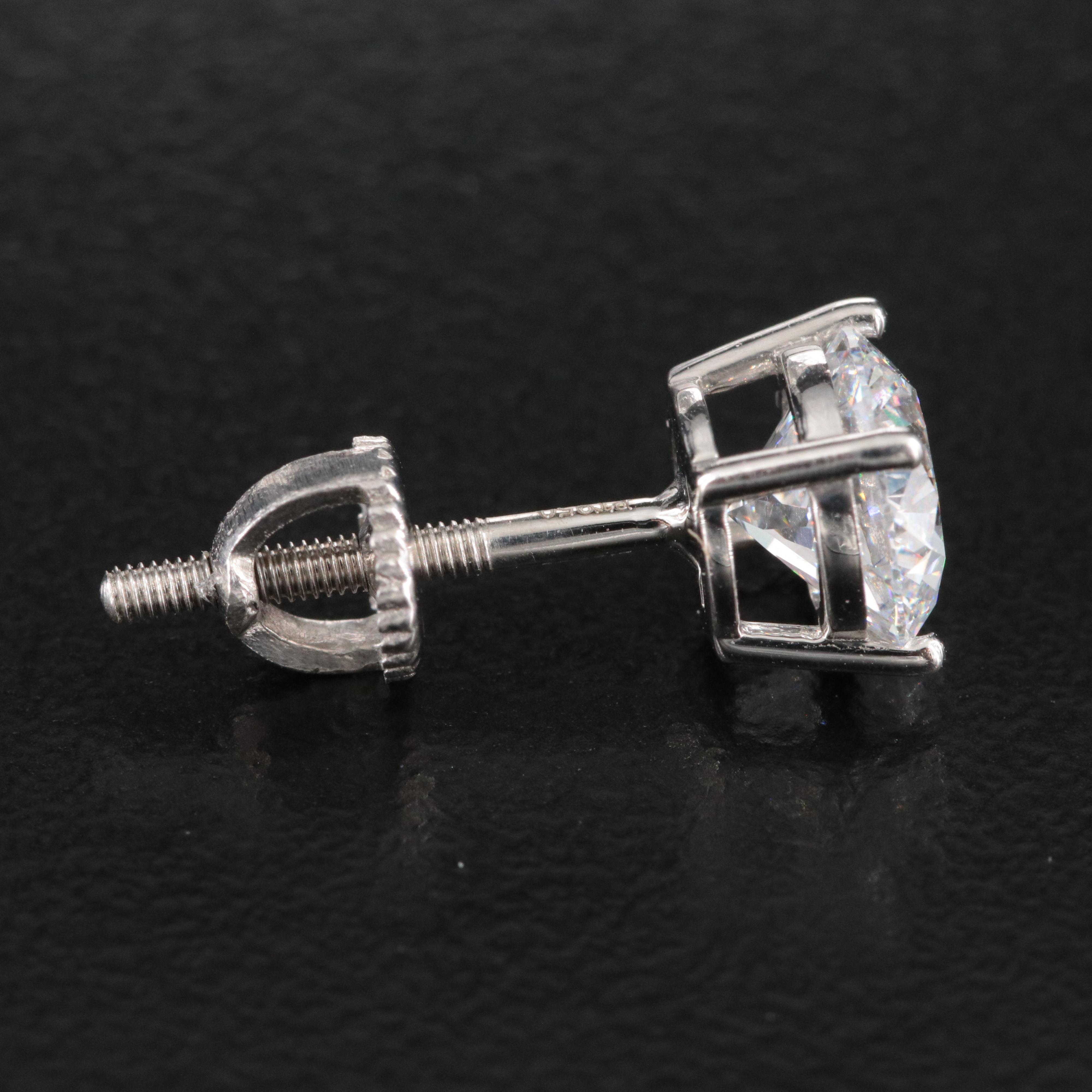 Platinum 2.20 CTW Lab Grown Diamond Stud Earrings with IGI Reports