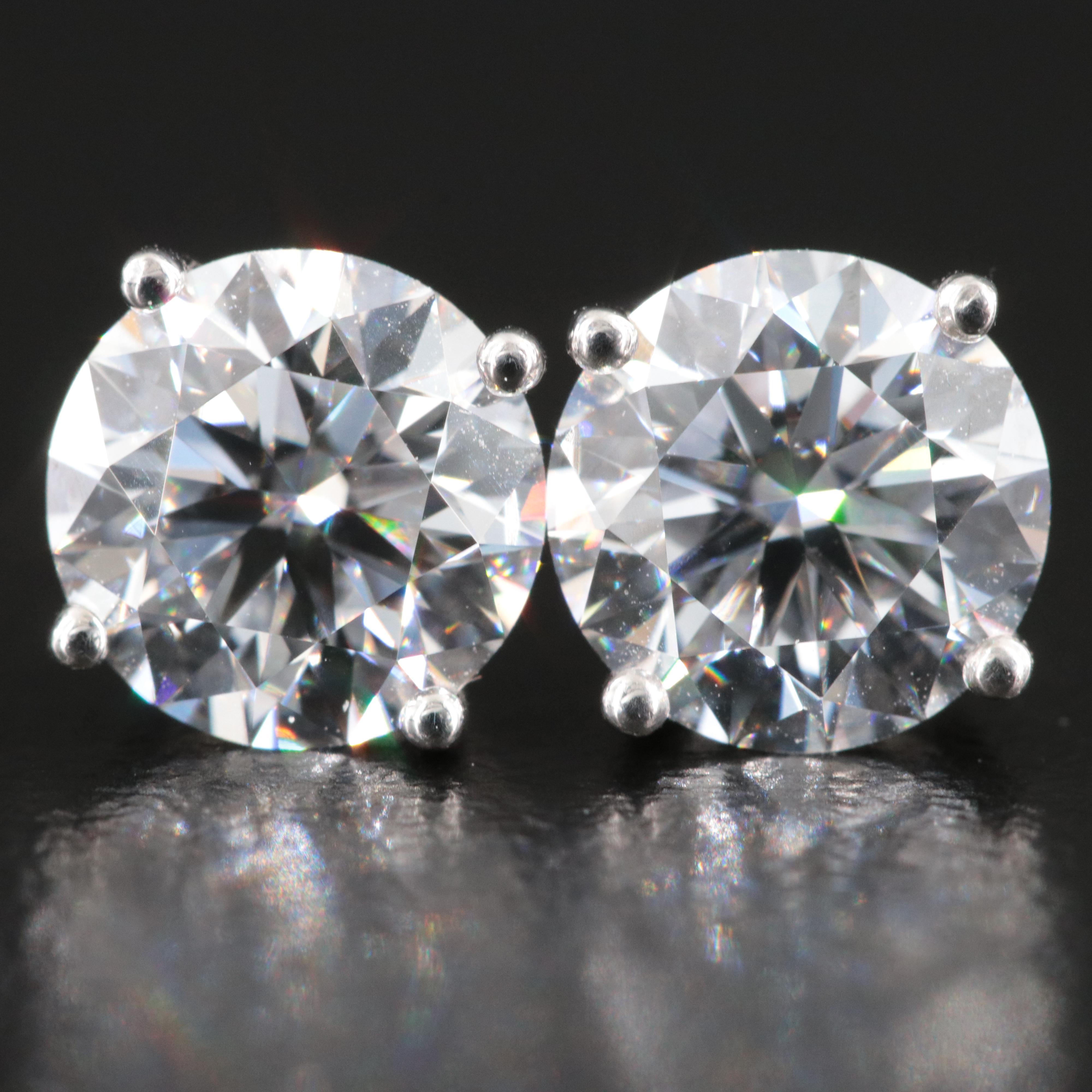 Platinum 2.20 CTW Lab Grown Diamond Stud Earrings with IGI Reports