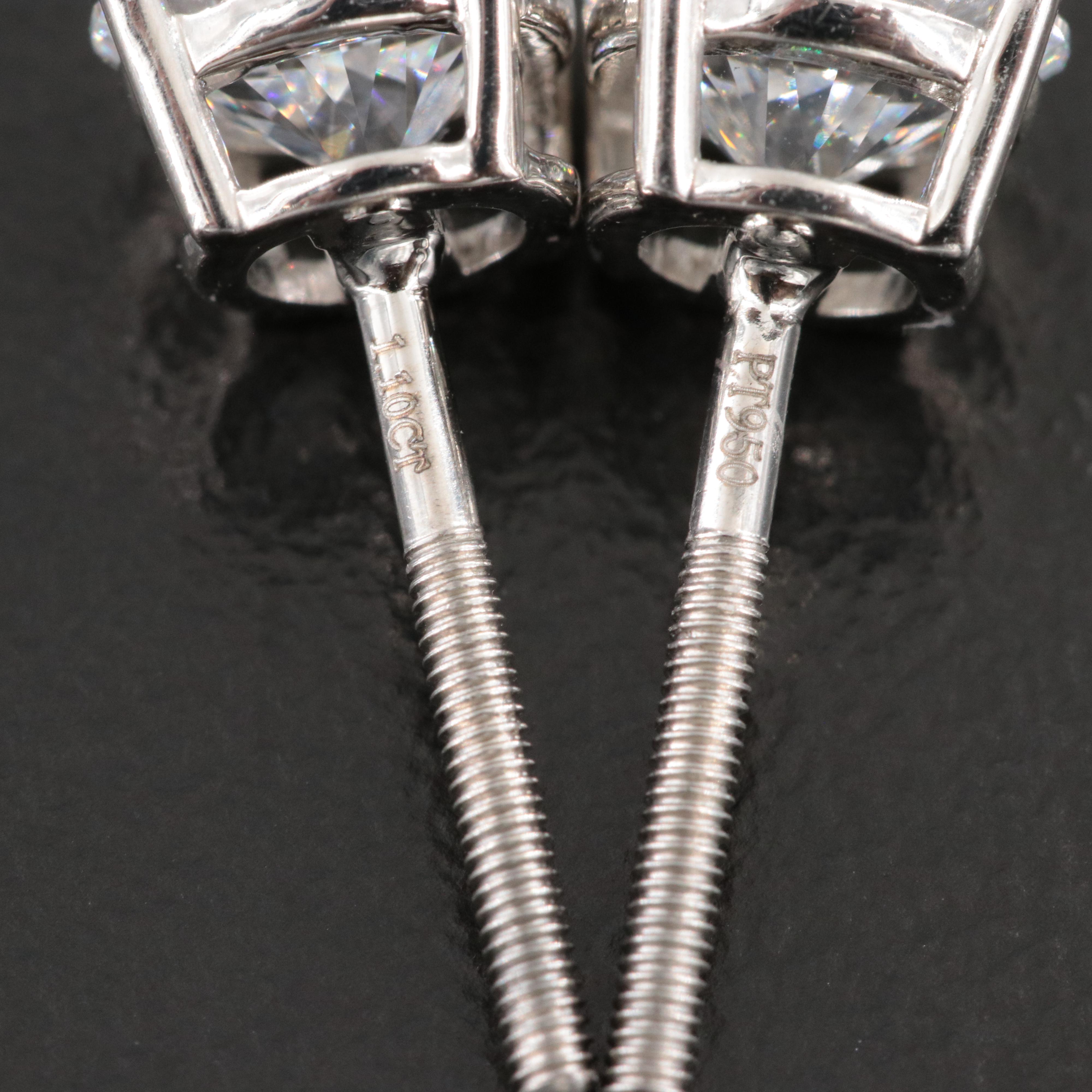 Platinum 2.20 CTW Lab Grown Diamond Stud Earrings with IGI Reports