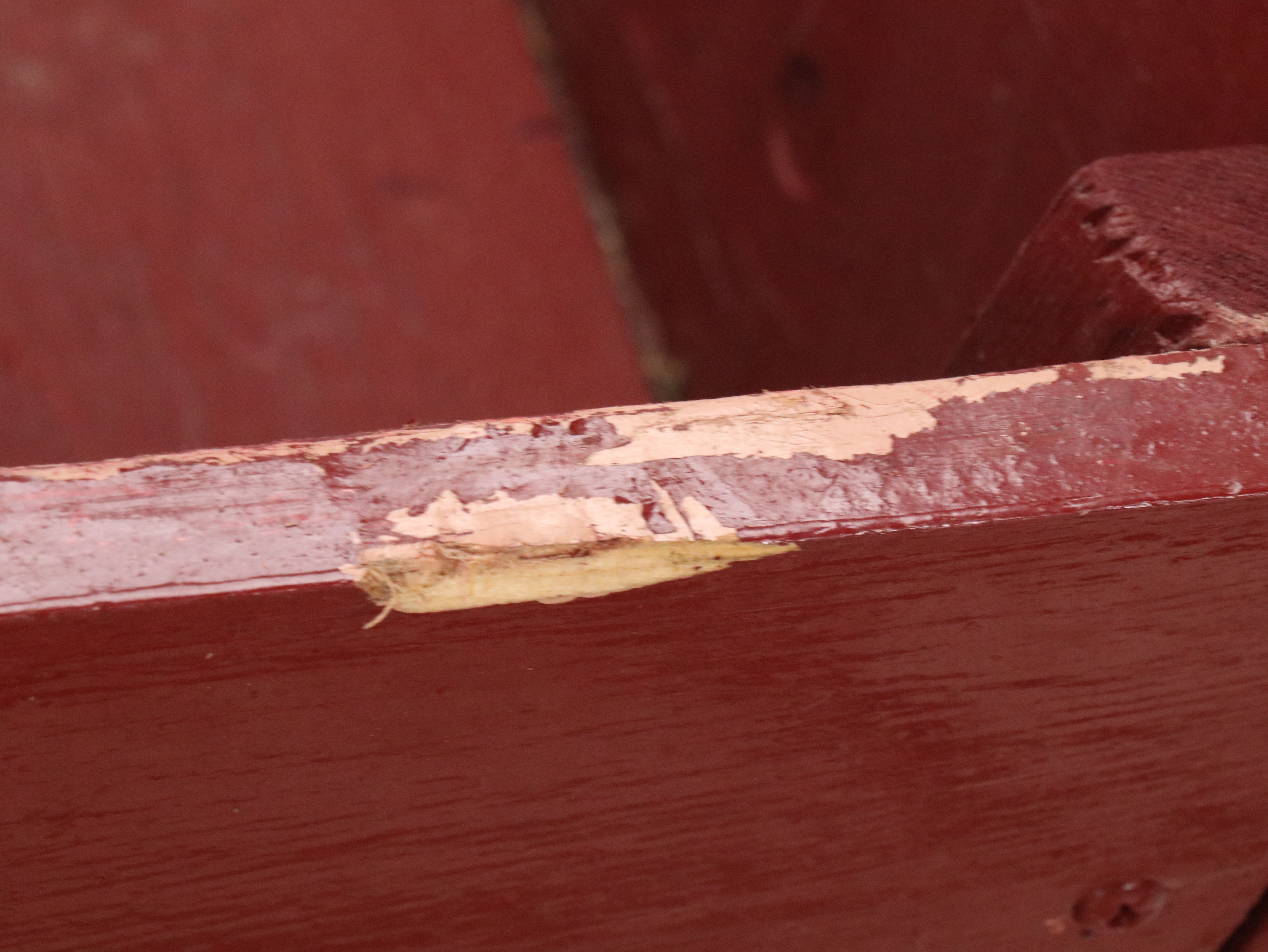 Red-Painted Wooden Horse Sleigh with Green Corduroy Upholstered Seat