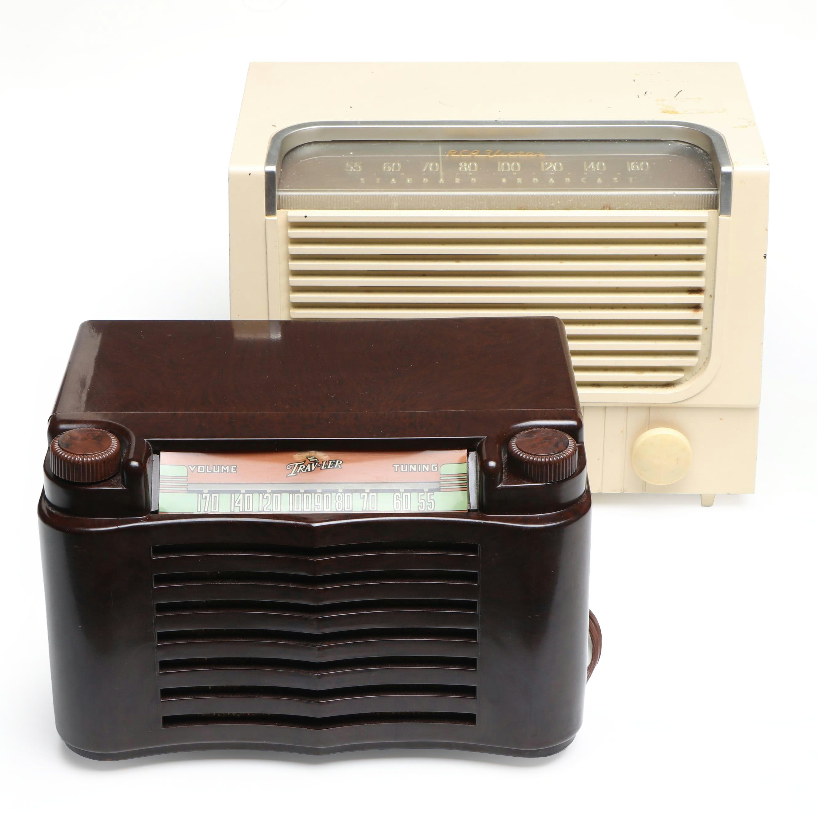 RCA Victor and Trav-ler Bakelite Tube Radios, Mid-20th Century