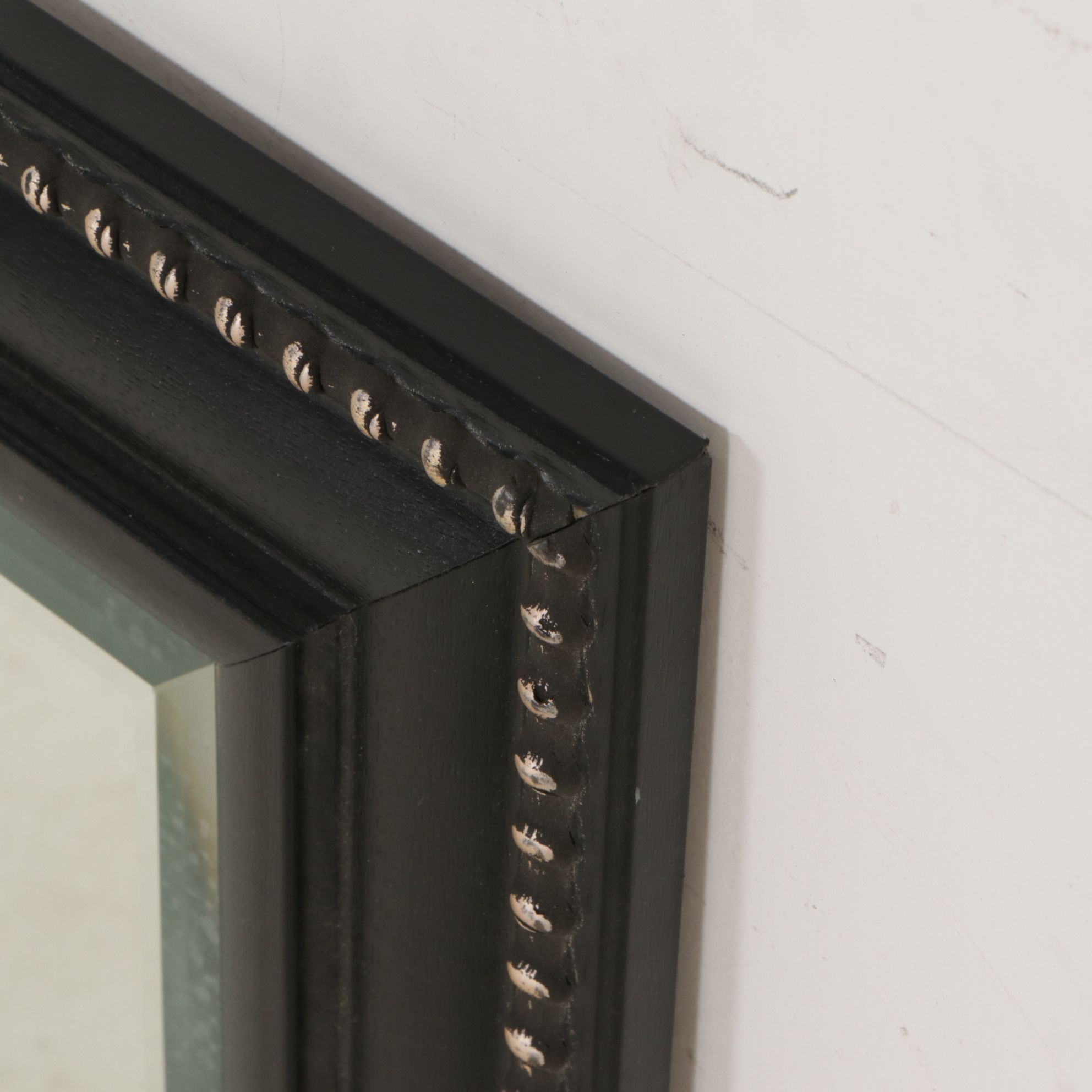 Antiqued Black with Faux Nailhead Trim Wall Mirror