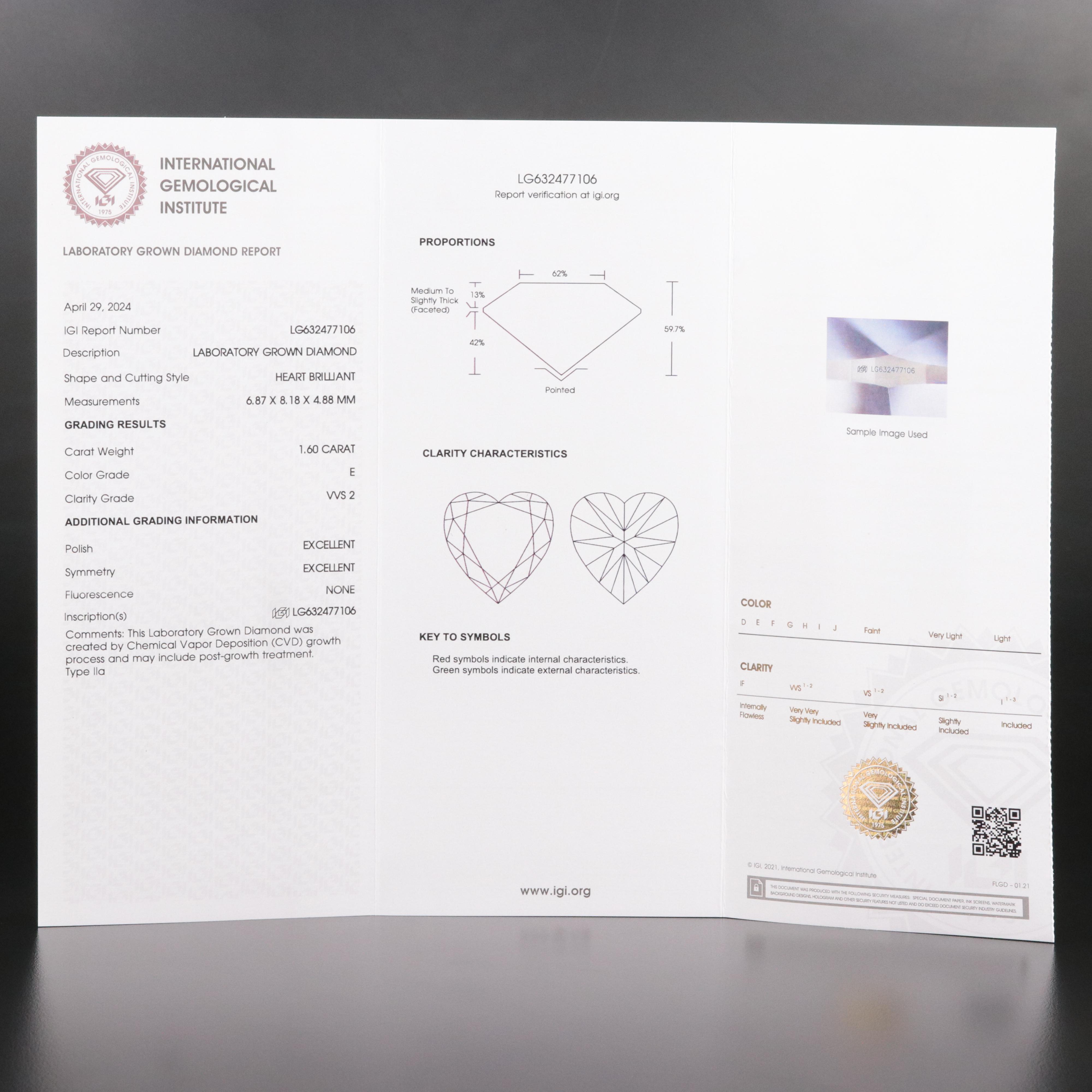 Platinum 3.19 CTW Lab Grown Diamond Stud Earrings with IGI Reports