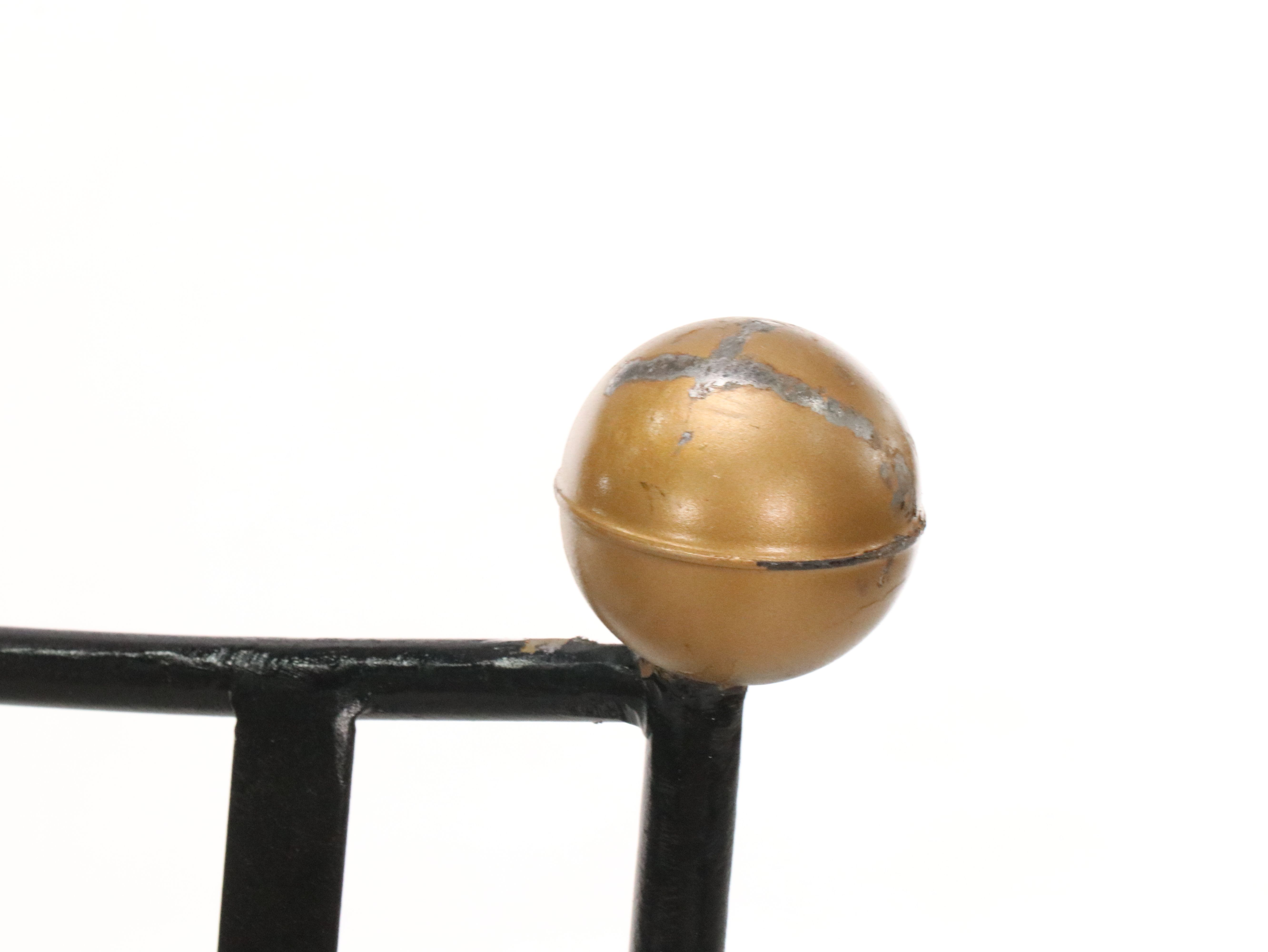 Pair of Italian Regency Style Metal Side Chairs with Striped Cushions