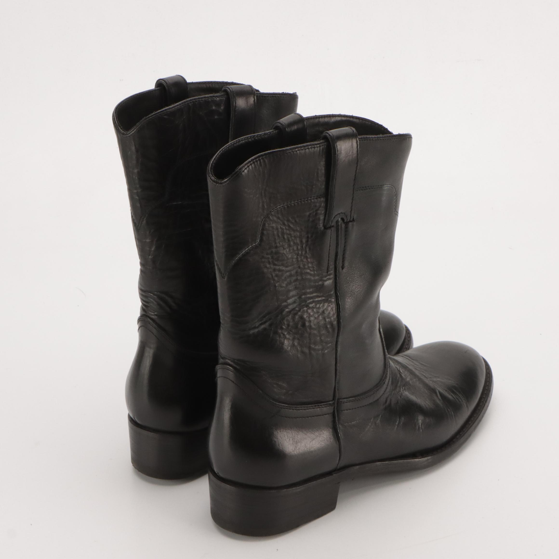 Men's Ralph Lauren Black Leather "Ackley" Western and "Radbourne" Combat Boots