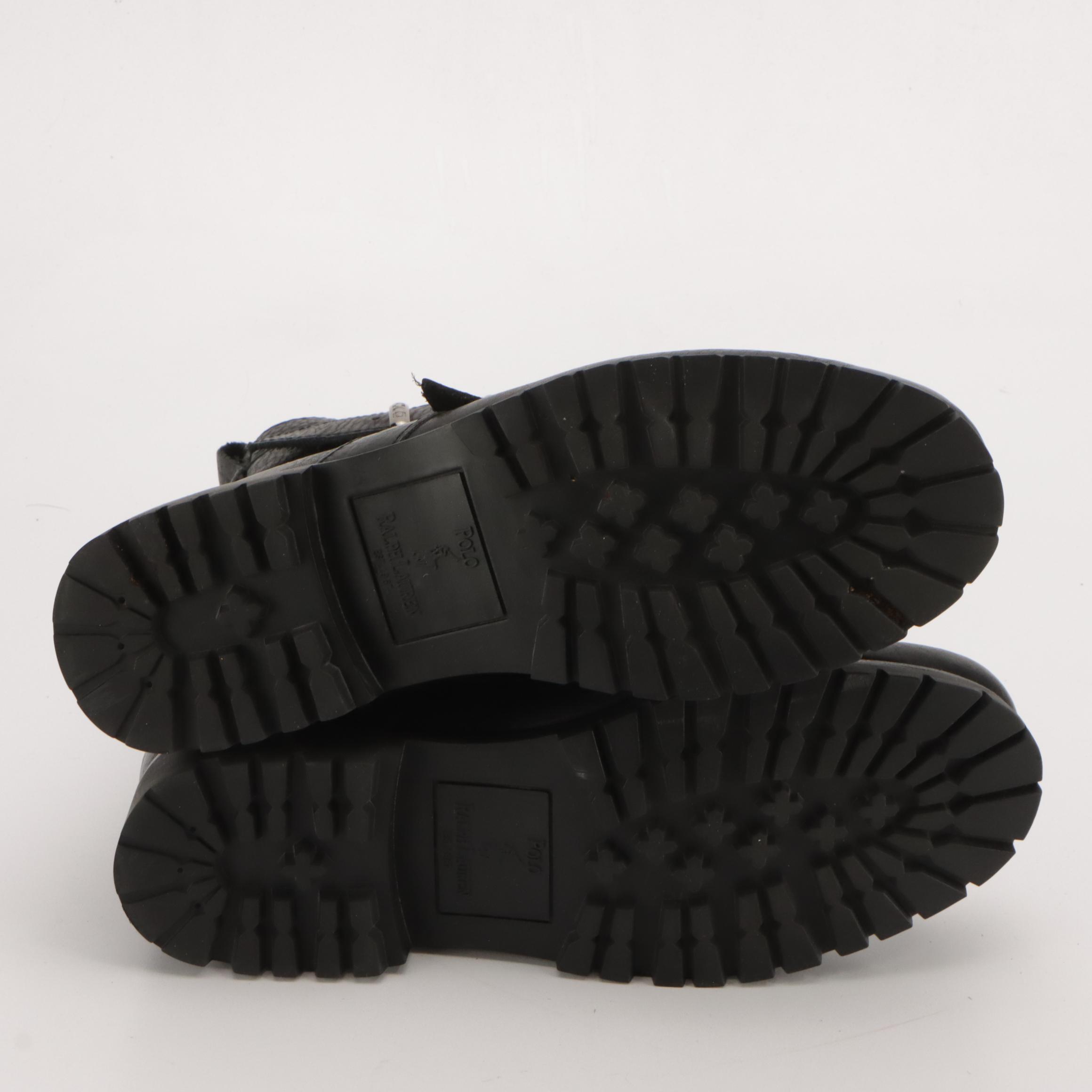 Men's Ralph Lauren Black Leather "Ackley" Western and "Radbourne" Combat Boots