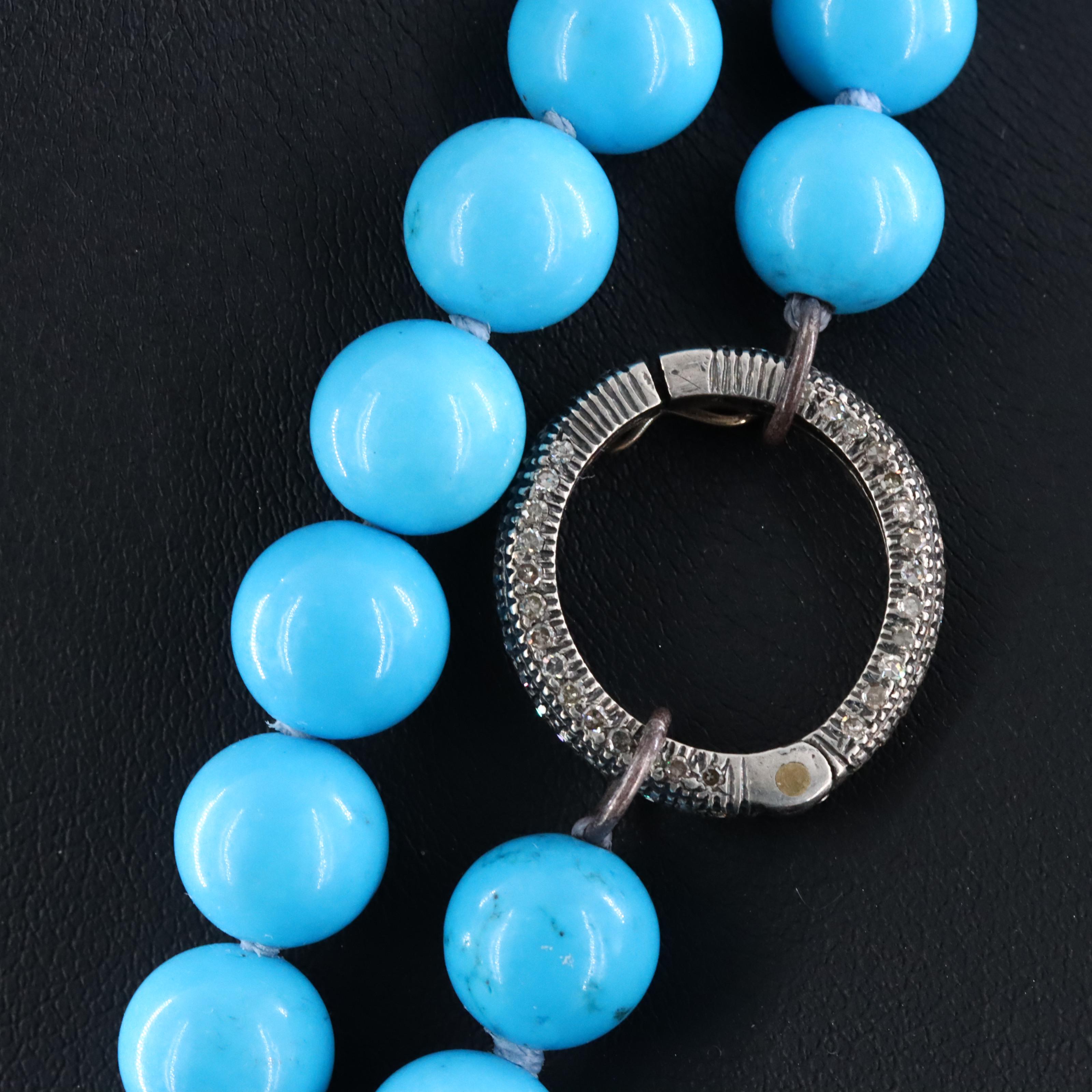 Magnesite & Pavé Diamond Accent Bead Necklace Attributed to Sheryl Lowe