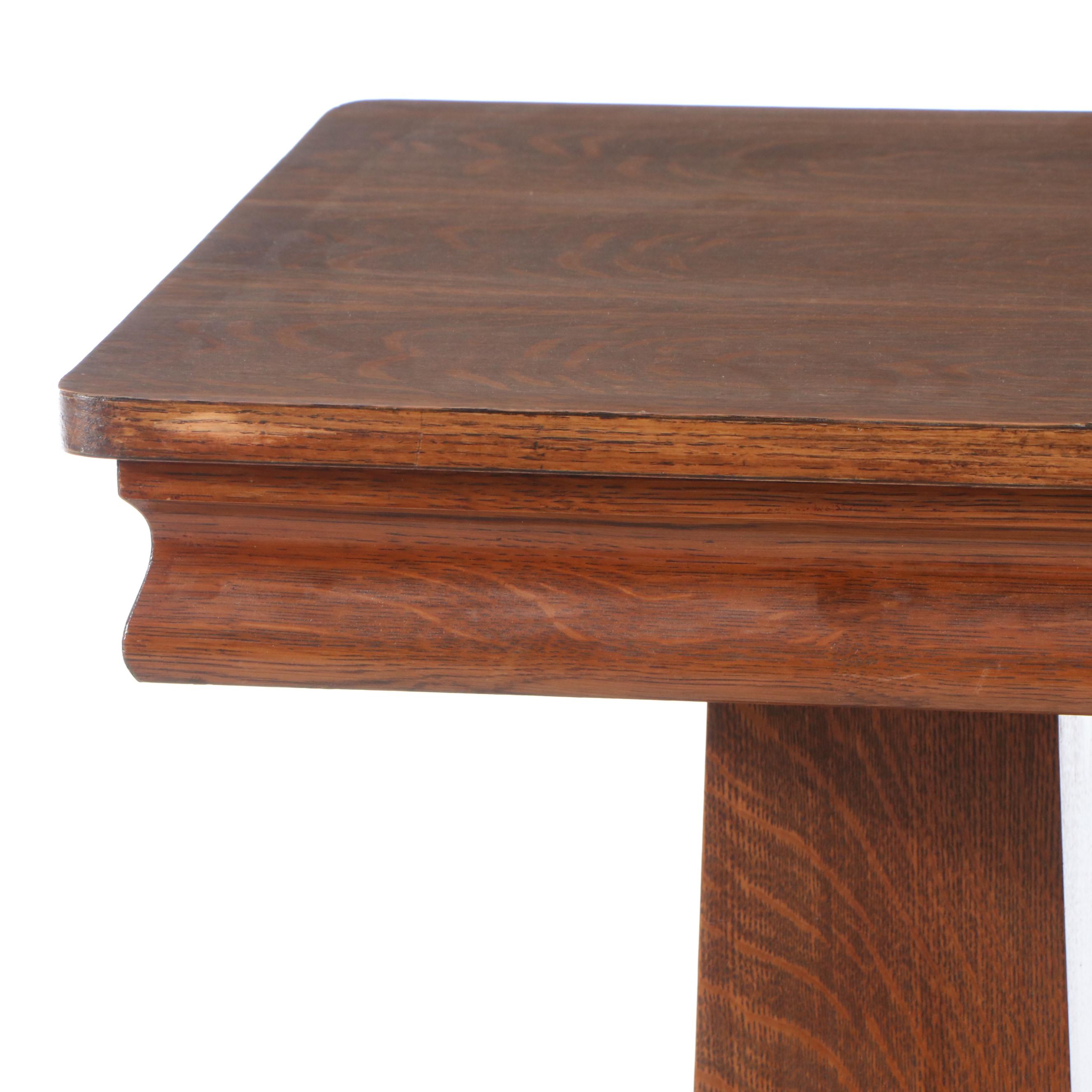 Arts & Crafts Style Tiger Oak Library Table, Late 19th/Early 20th Century