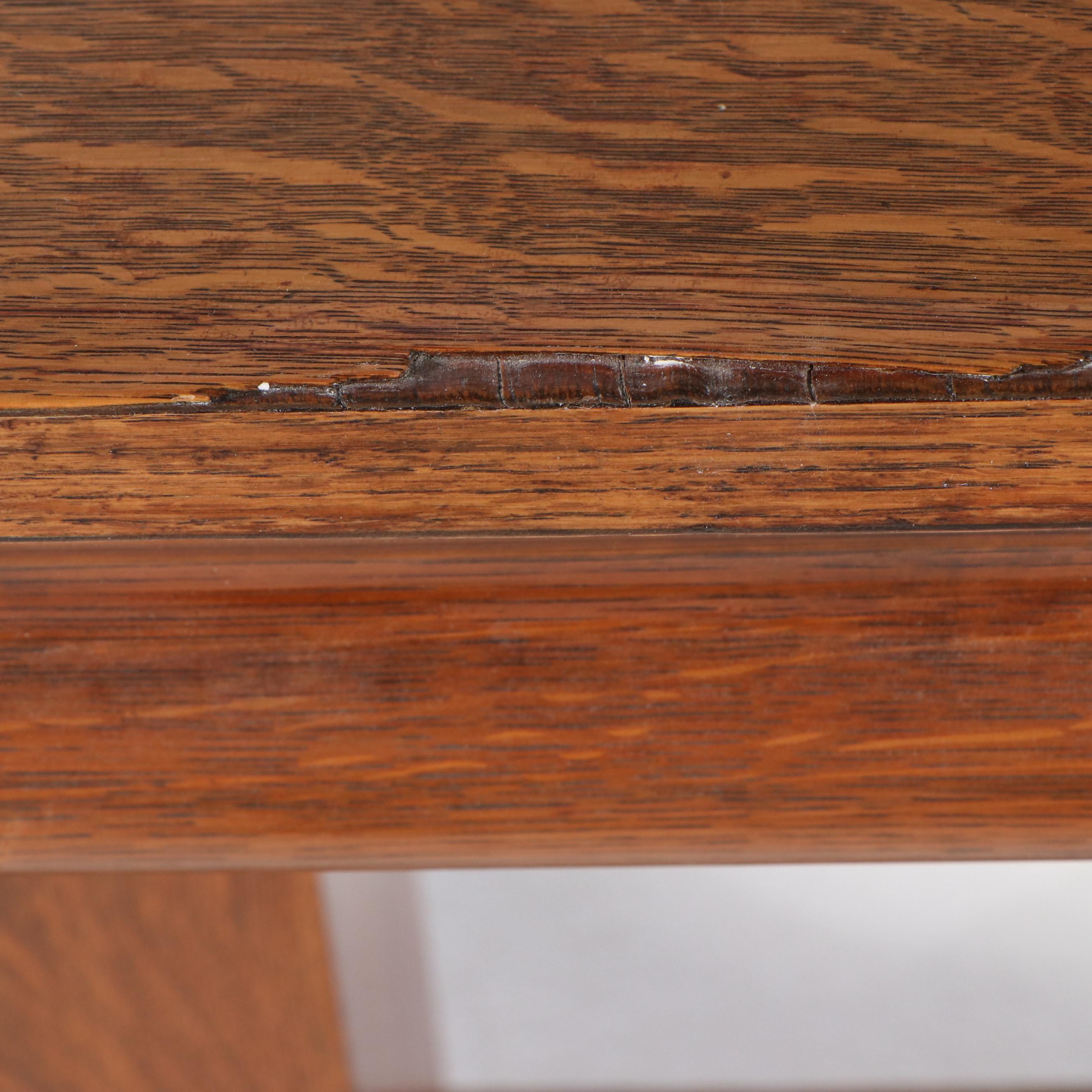 Arts & Crafts Style Tiger Oak Library Table, Late 19th/Early 20th Century