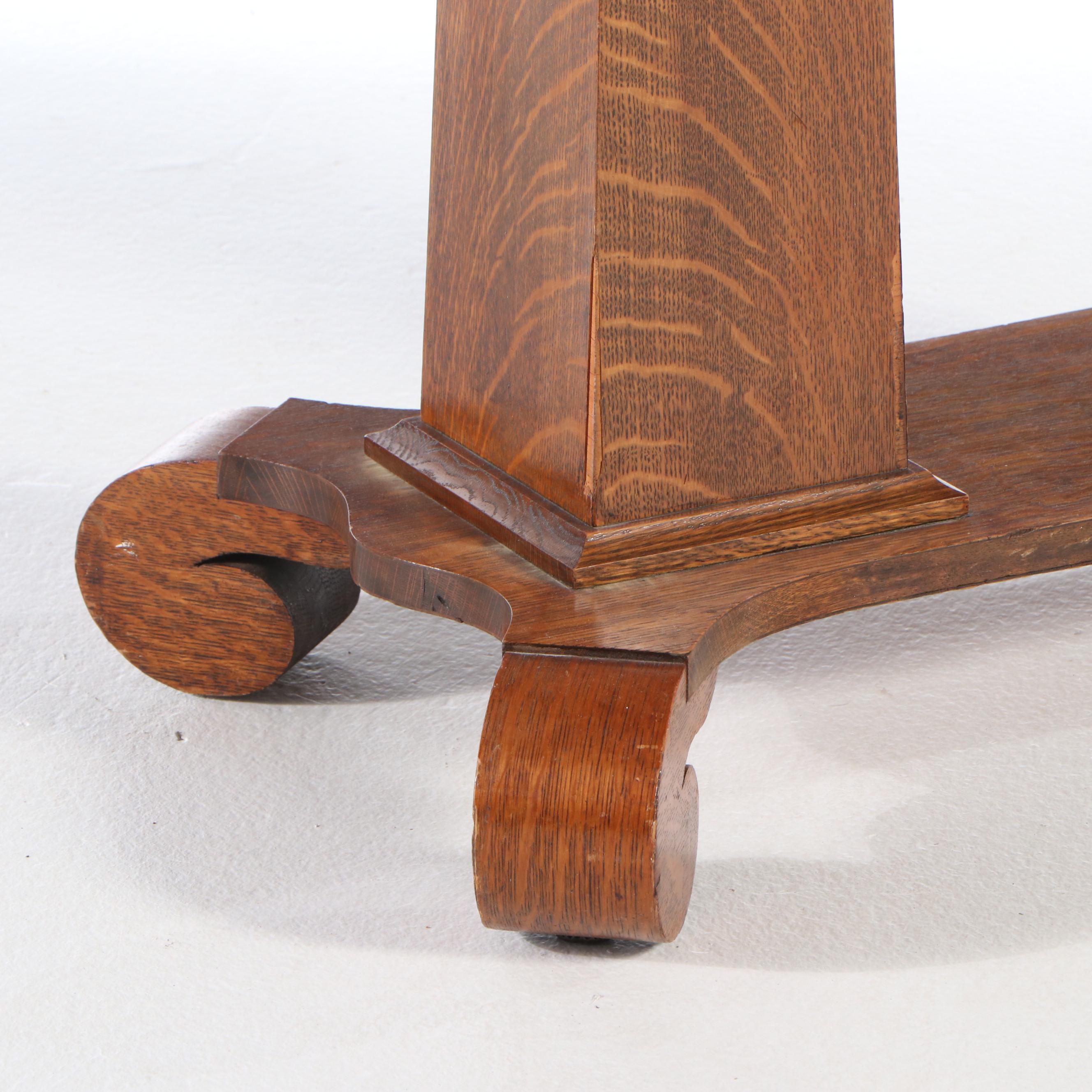 Arts & Crafts Style Tiger Oak Library Table, Late 19th/Early 20th Century