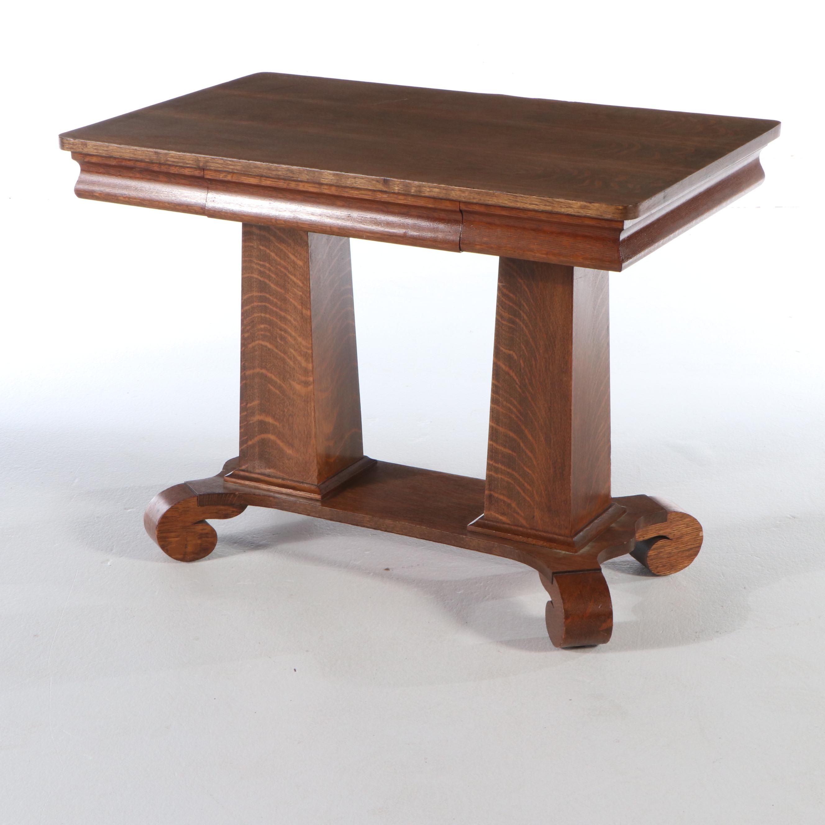 Arts & Crafts Style Tiger Oak Library Table, Late 19th/Early 20th Century