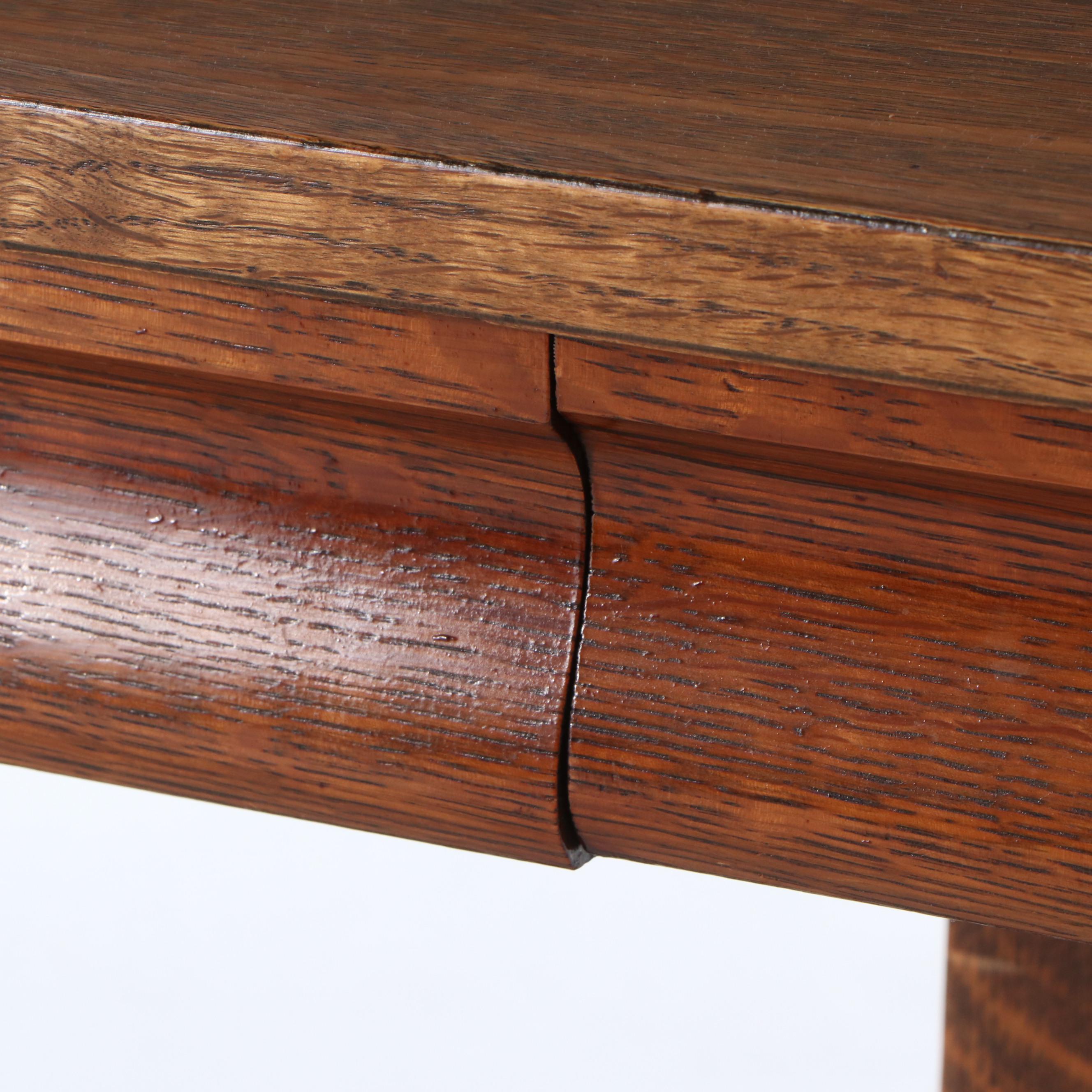 Arts & Crafts Style Tiger Oak Library Table, Late 19th/Early 20th Century