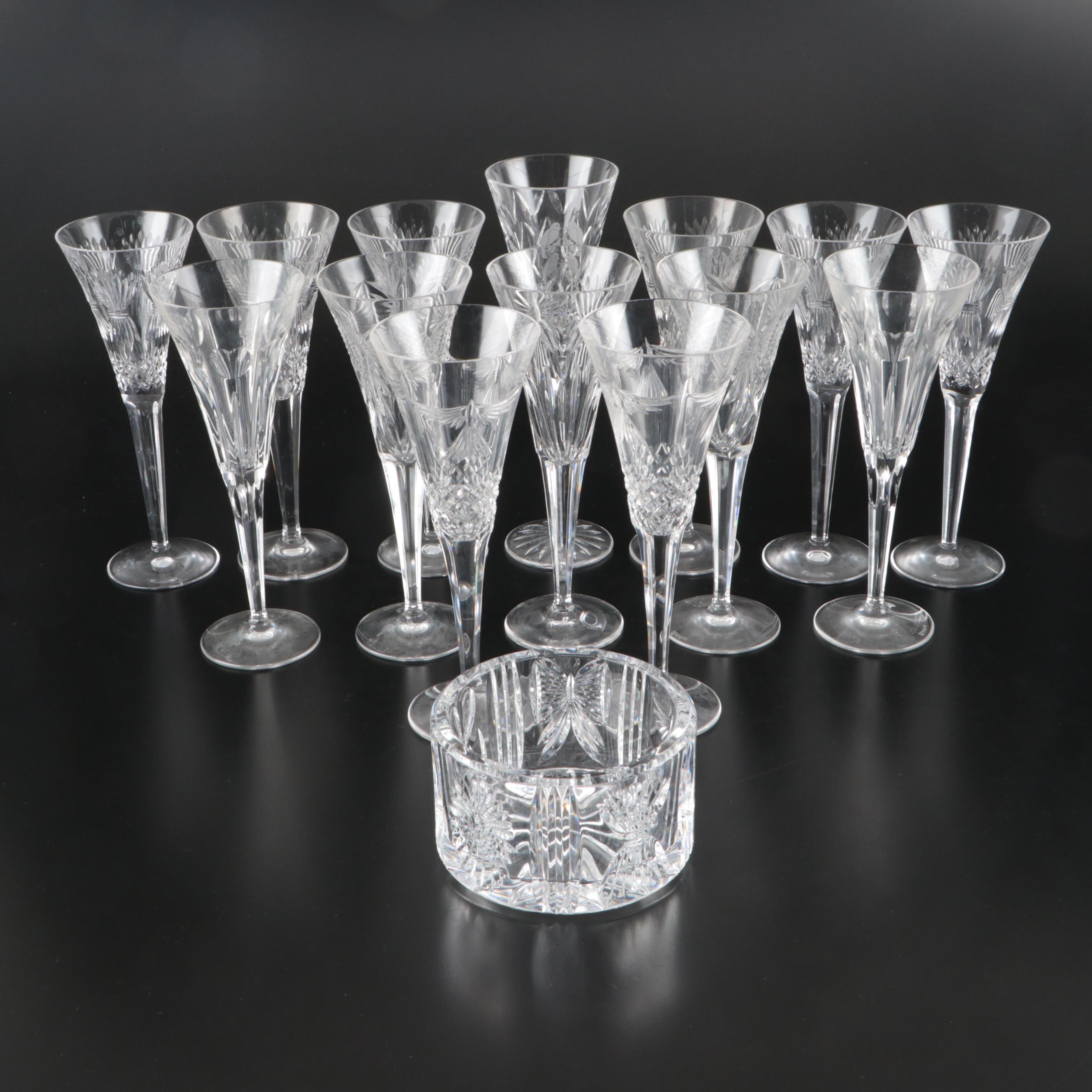 Waterford Crystal Millennium Series with Other Flutes and Bottle Coaster