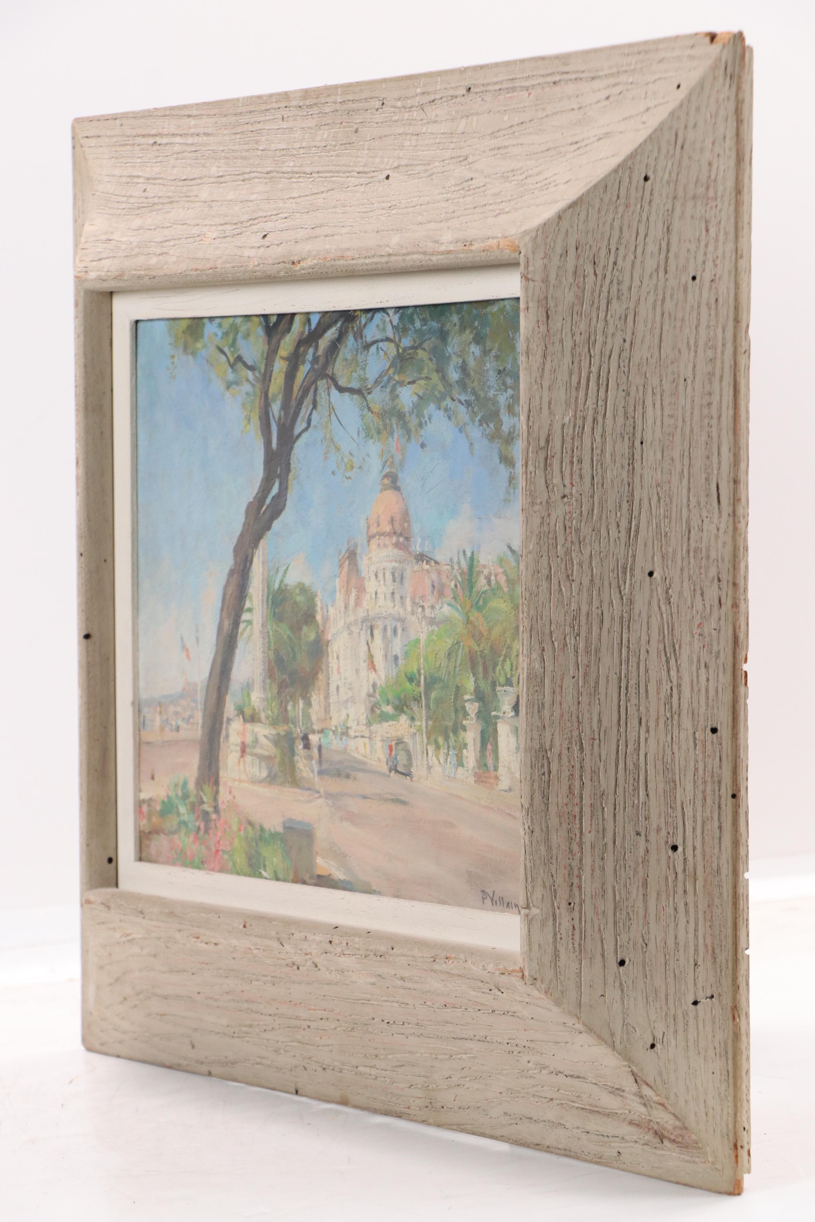Pierre Villain French Cityscape Oil Painting "Promenade des Anglais"