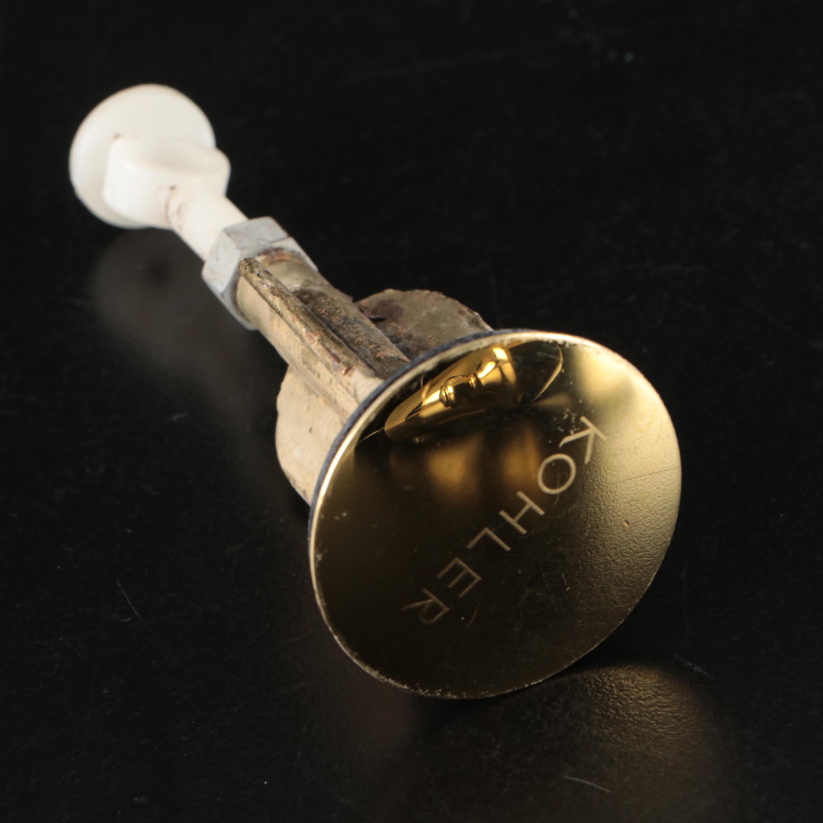 Moen Lacquered Brass Bathroom Lavatory Faucet Set & KOHLER Drain Stopper