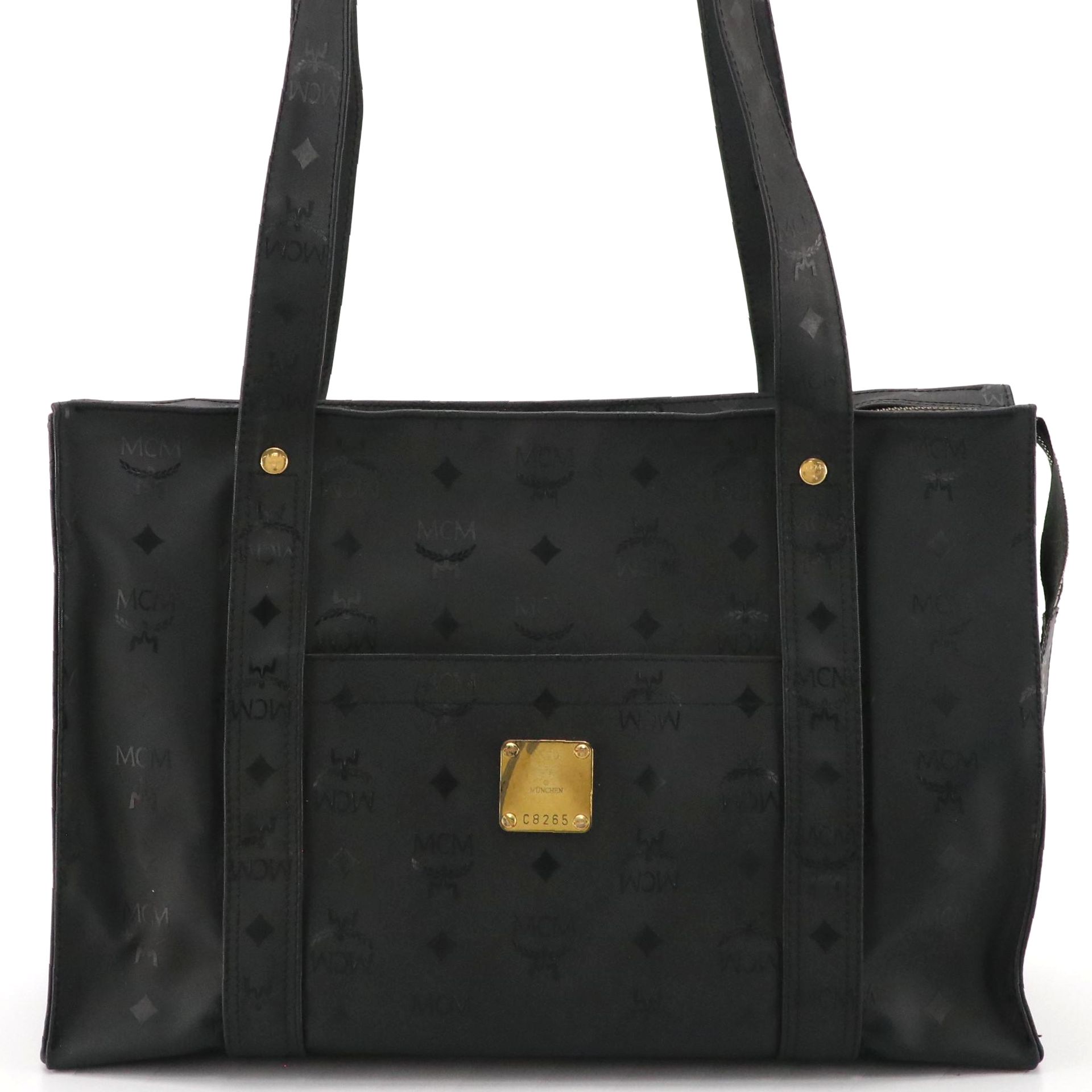 MCM Zippered Shoulder Bag in Black Visetos Nylon